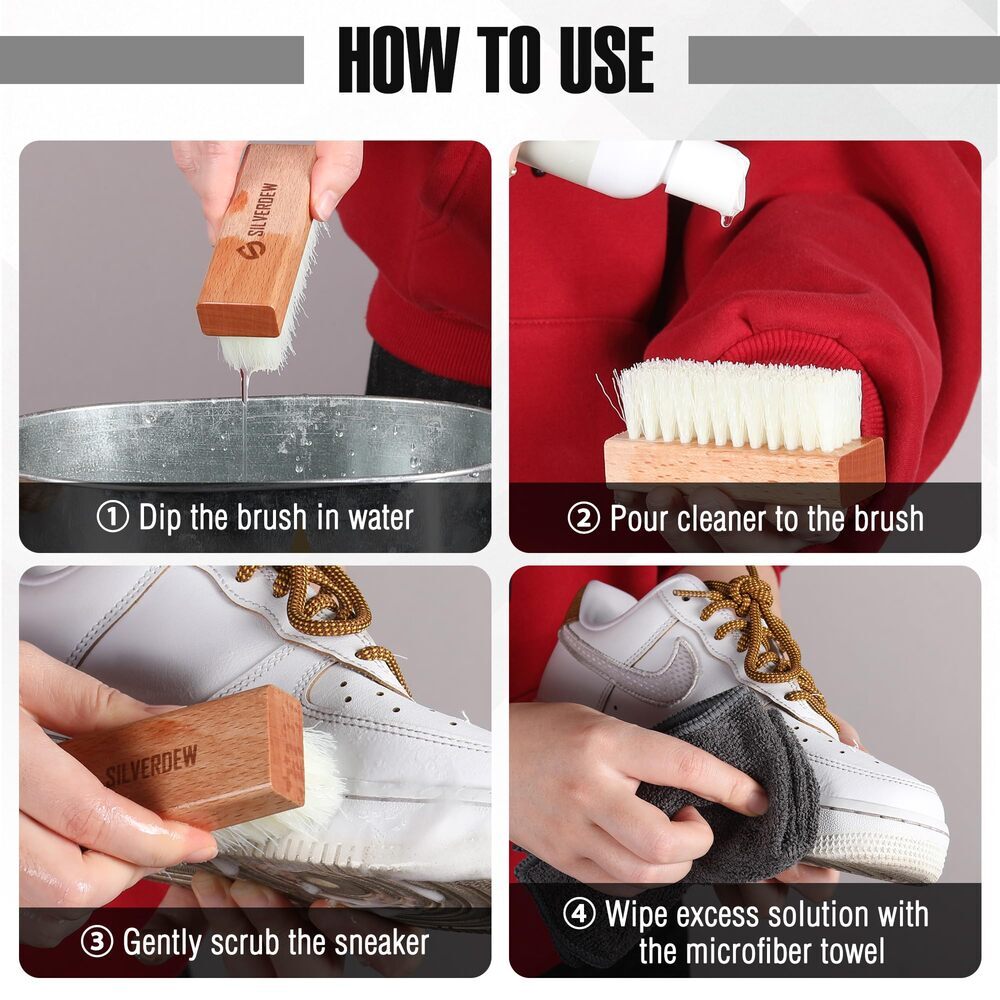 7PIECE Shoe Cleaning Kit w/2 Bottles Shoe Cleaner Deodorizer Protector 2 Brushes