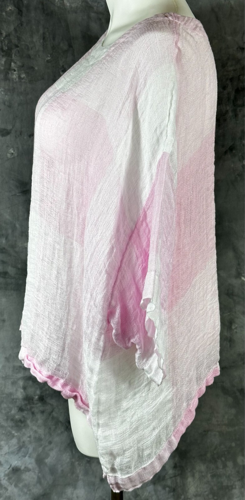 J Jill Pink & White Wide Weave Dropped Shoulders Tunic Top sz 3X (15263)