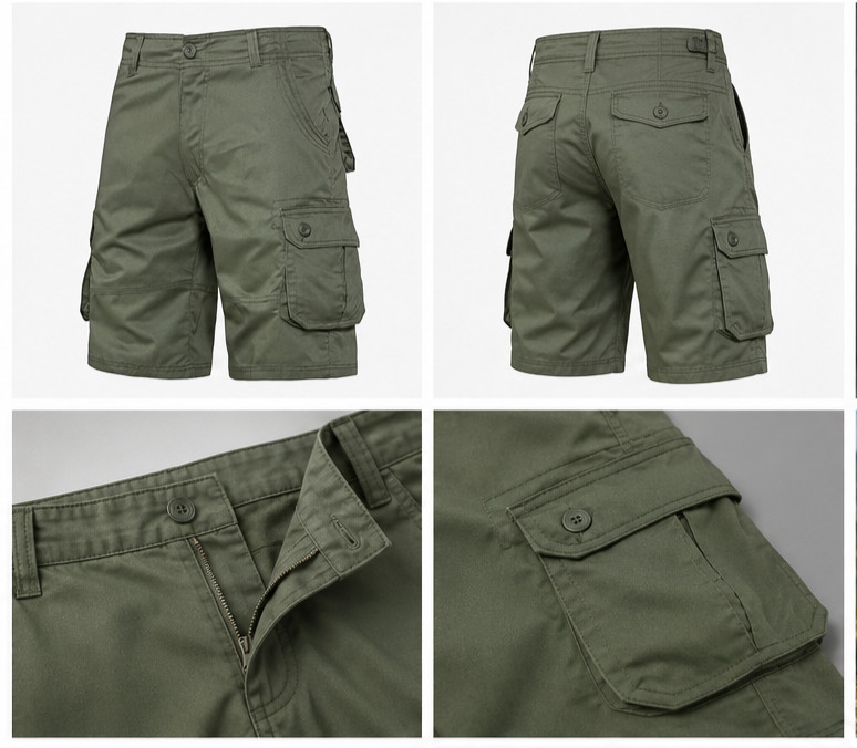 Men’s Tactical Cargo Shorts Army Green Multi Pocket Outdoor Hiking Work Shorts