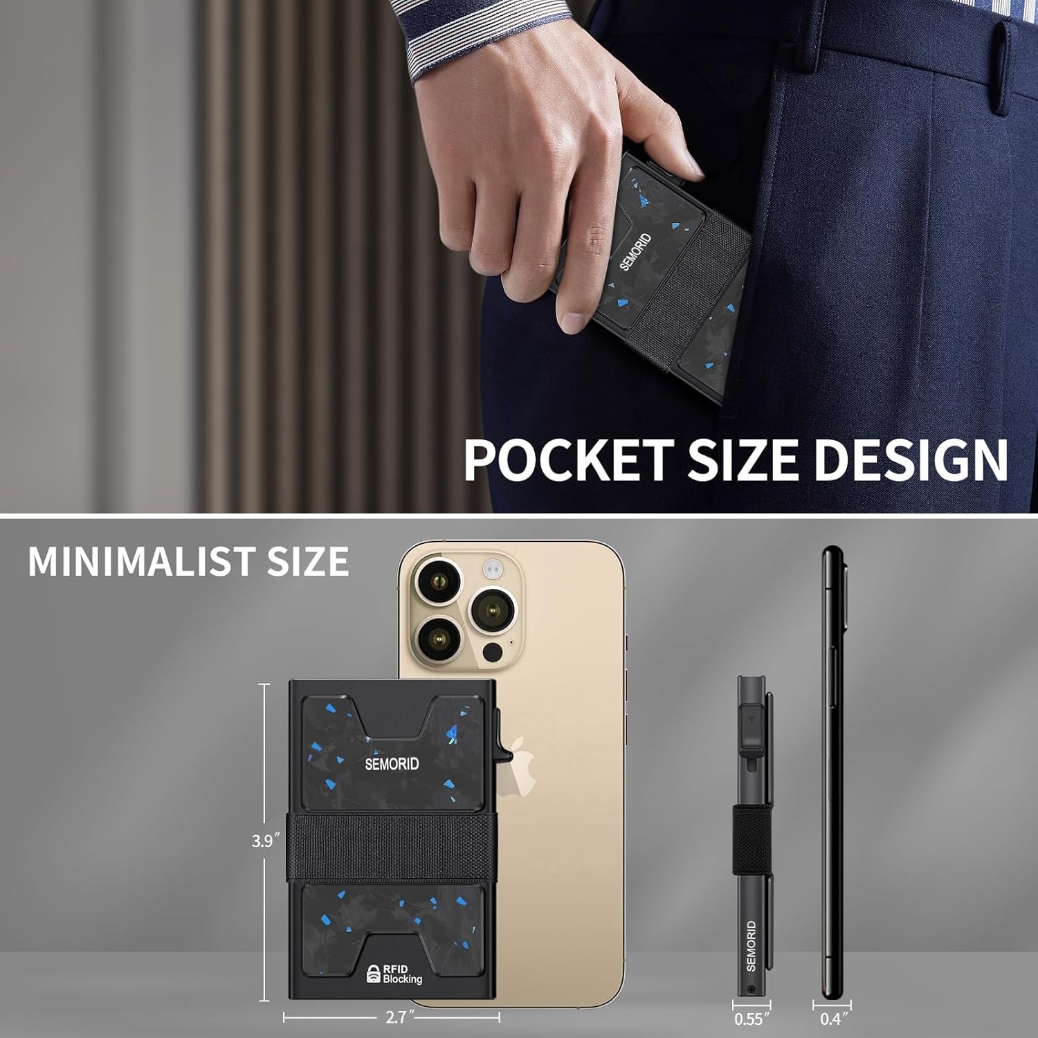 Billetera De Metal Para Hombre Con Clip Dinero Tarjetero Cartera De Bloqueo RFID