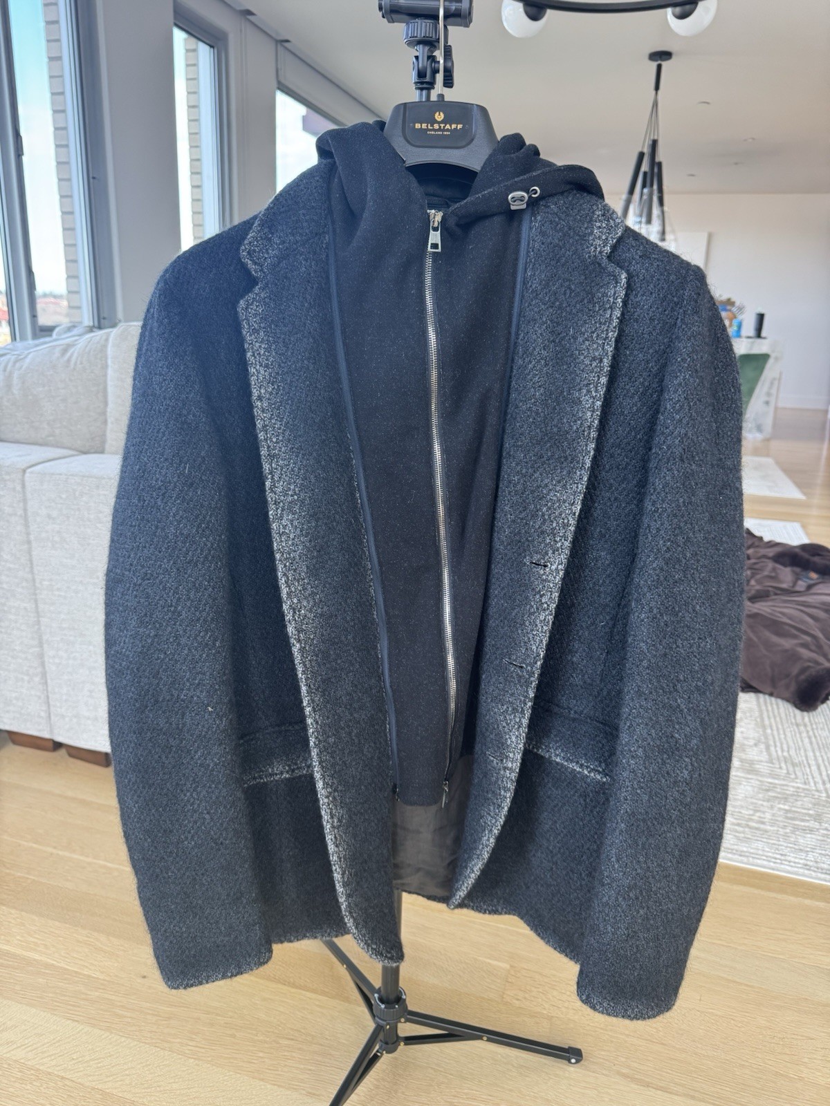 Gimo’s Men’s Hooded Full Zip Wool Jacket Regular Fit 3XL