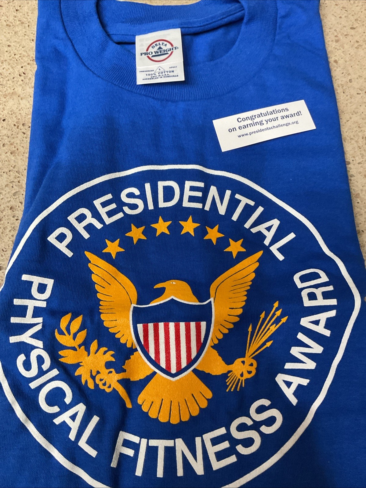 Presidential Physical Fitness Tshirt Blue Sz Large Delta Cotton Chest 44×30” New