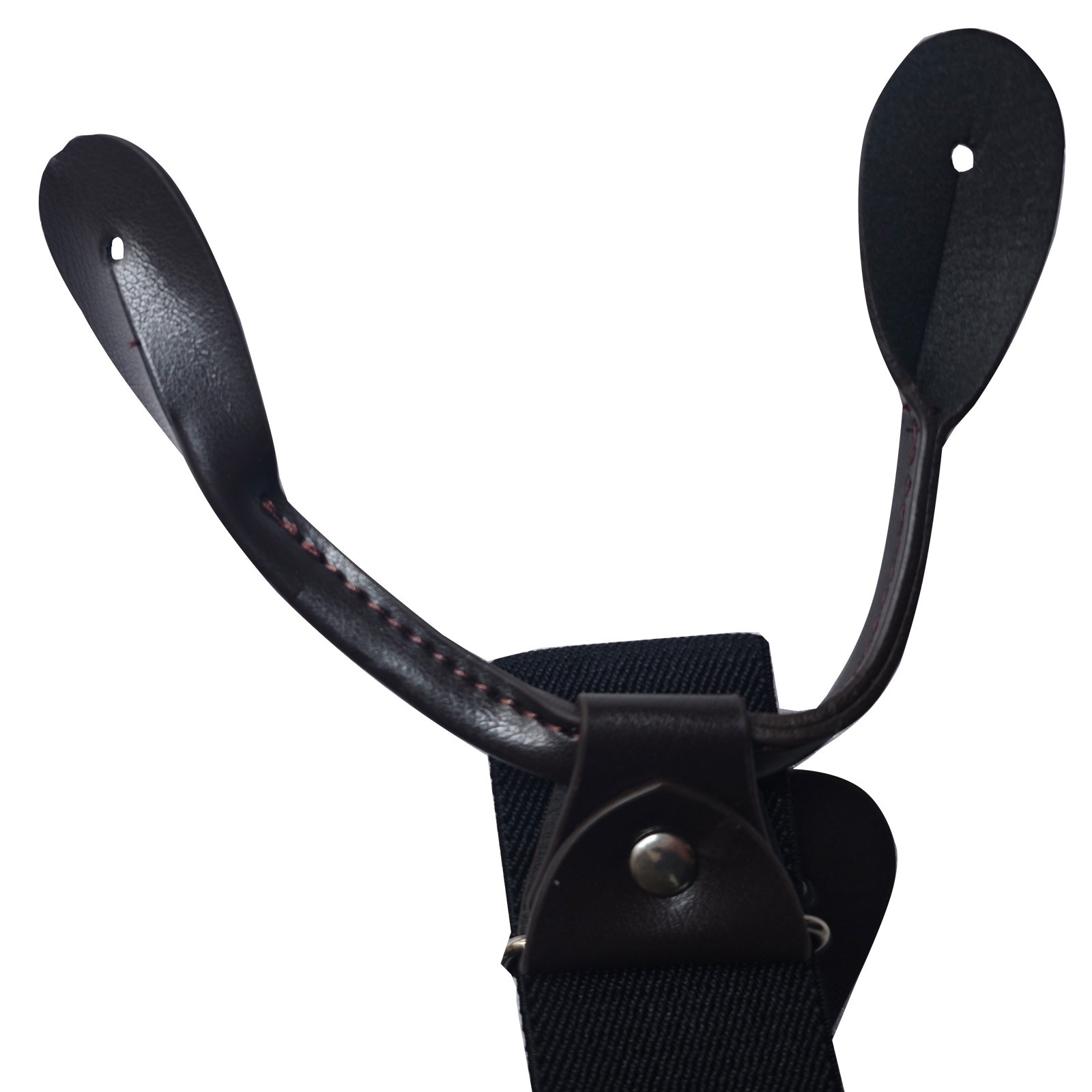 Button Holes Link Men’s Suspenders-Black with 6 Button Holes 2 Length Adjusters