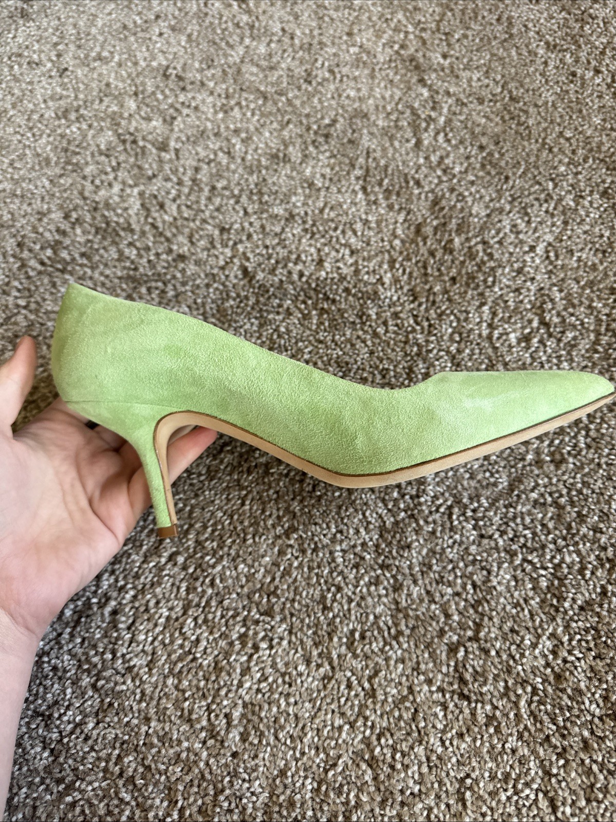 Claudia Ciuti Italy Green Suede Leather Heeled Pumps Shoes Vero Cuoio Size 7.5