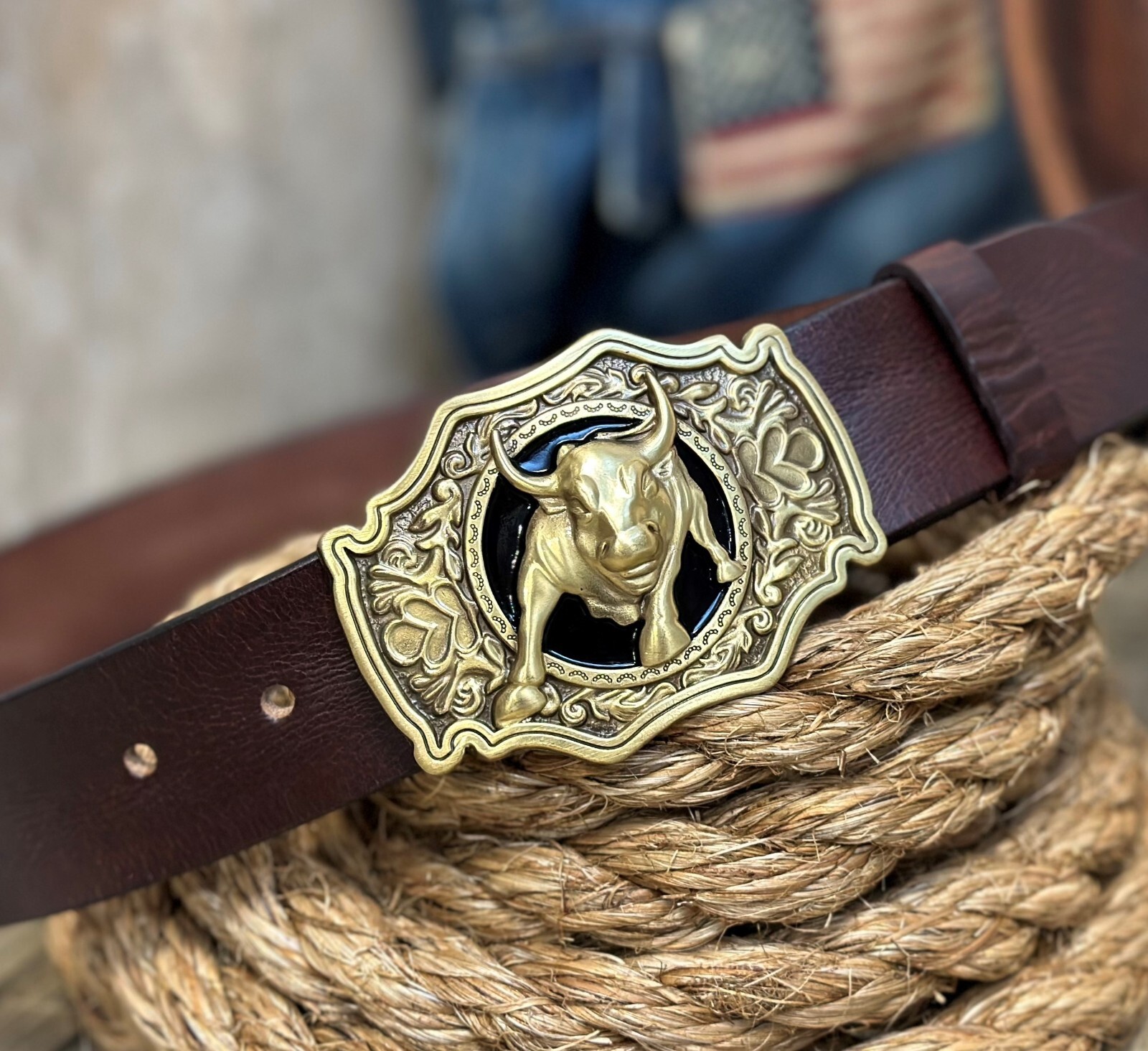 Belt Buckle for Men Western Rodeo Cowboy Solid Brass For Belt 1.5″ (Buckle Only)