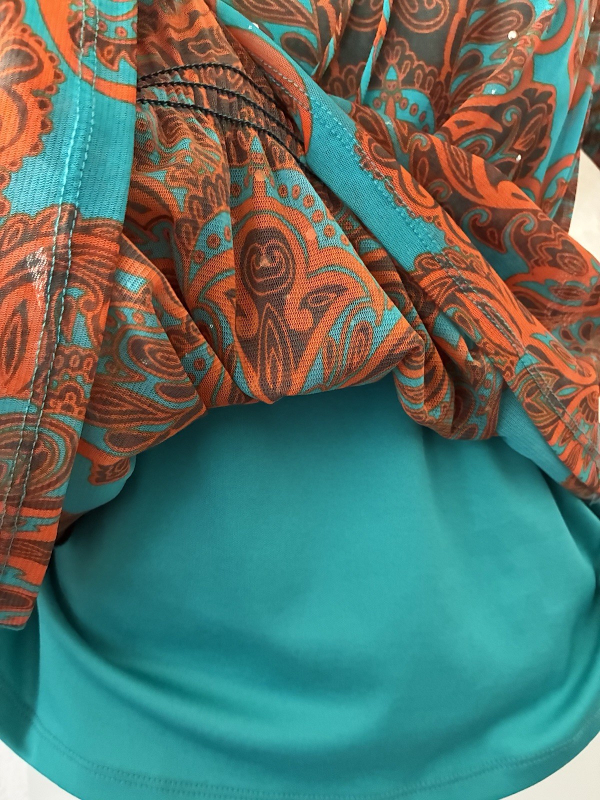 INC International Concepts Paisley Chiffon Tie V-Neck Sheer Blouse M Regular