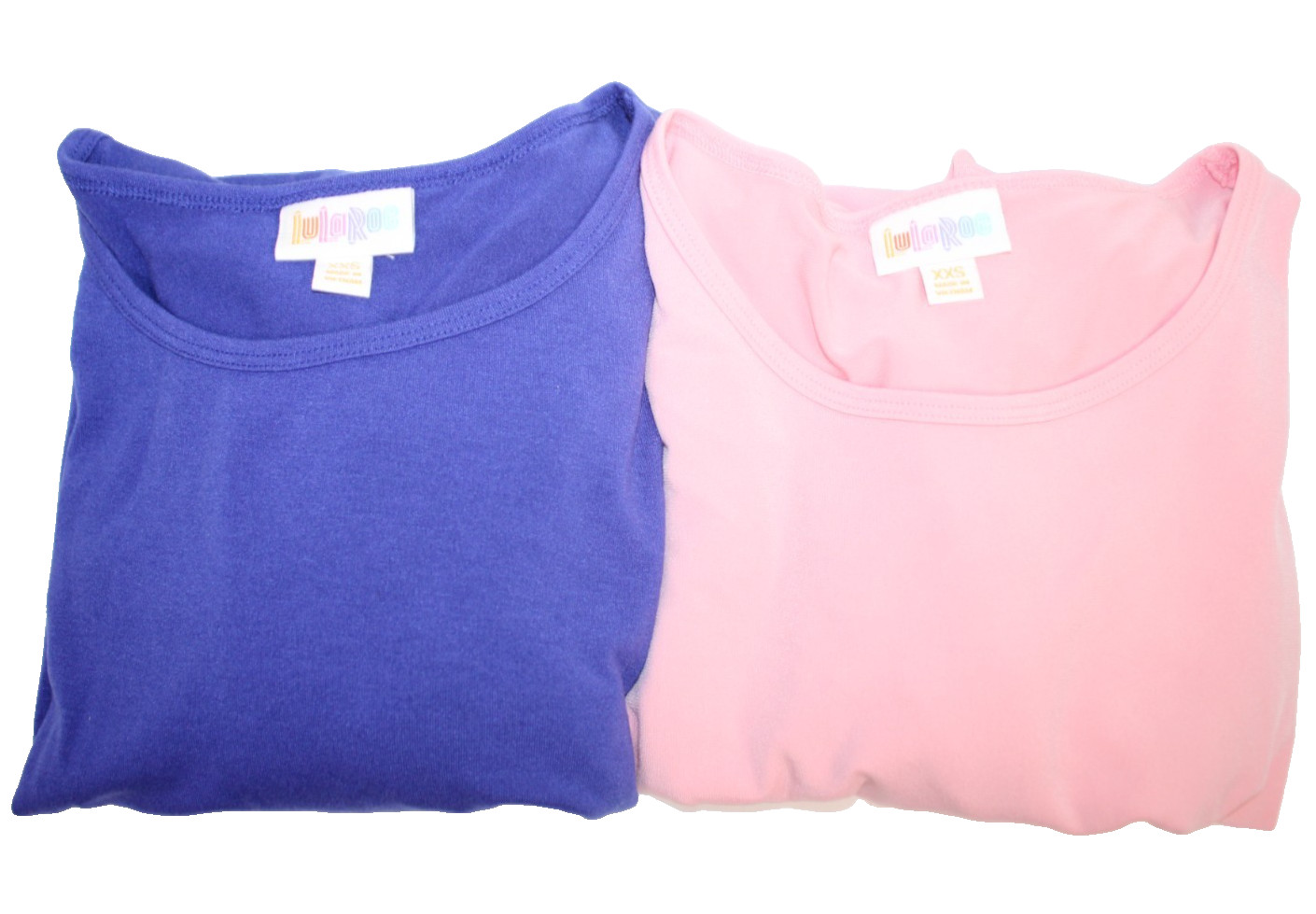 LuLaRoe Women’s Tops Set of 2 Blouses Shirts XXS 2XS Blue & Light Pink Solid EUC