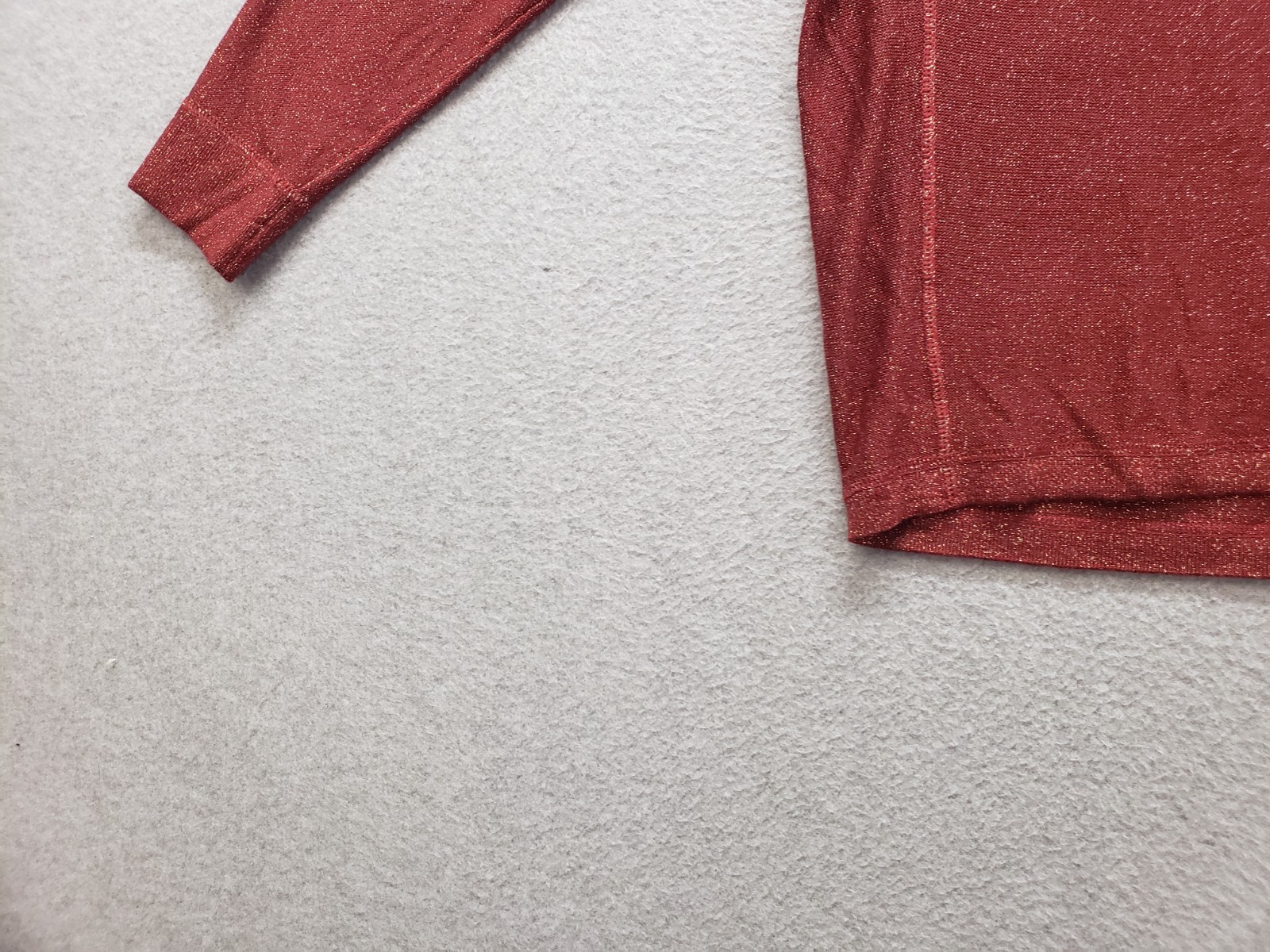 A N A Women Sweater L Red Metallic Knit Long Sleeve Pullover Cutout Back Warmer