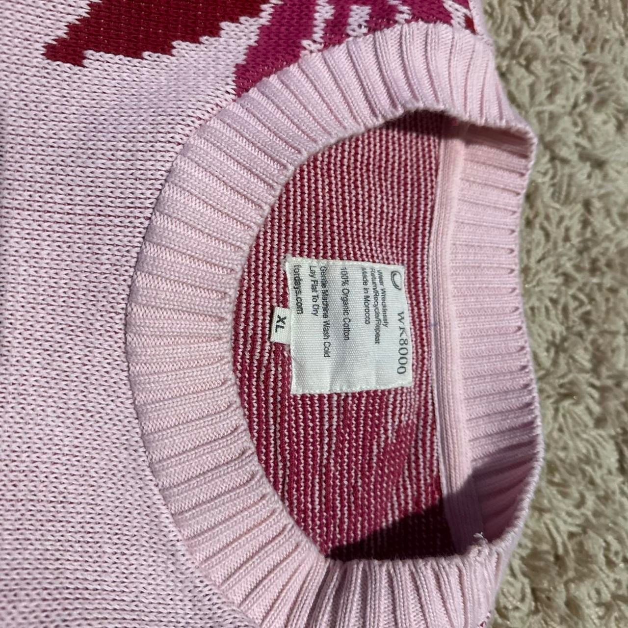 For Days WK8000 Organic Cotton Floral Intarsia Sweater Pink Magenta XL