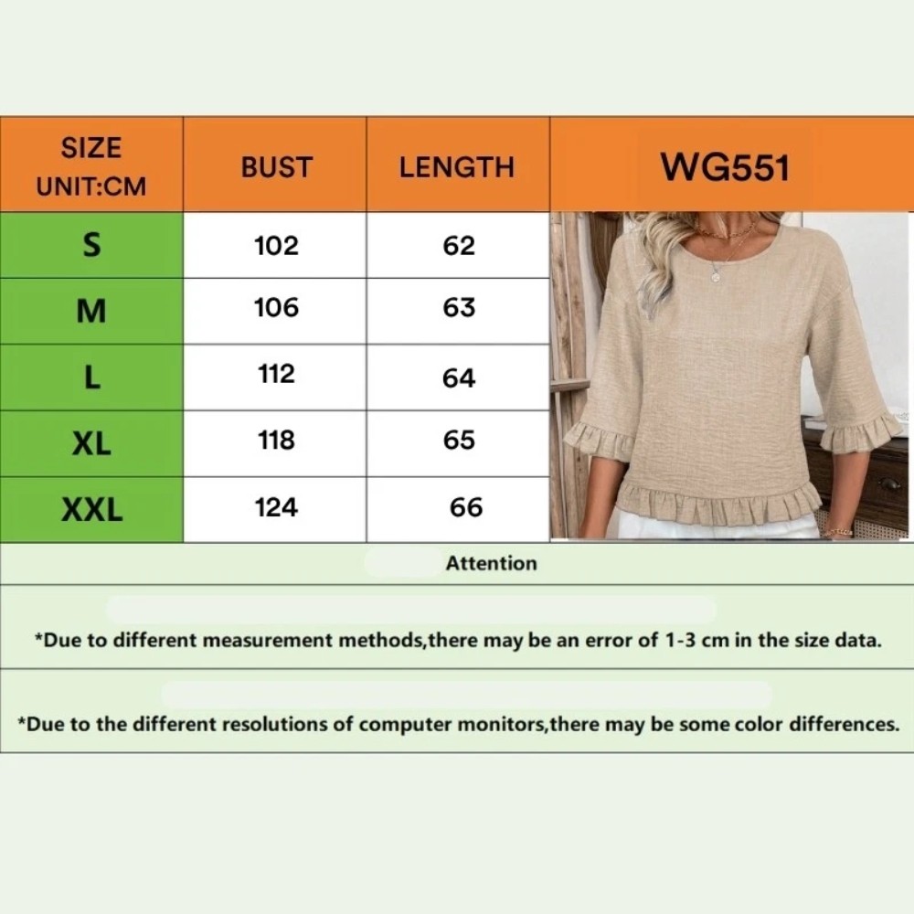 Women’s Casual Linen Blouse Loose Fit Round Neck Dolman Sleeve Top