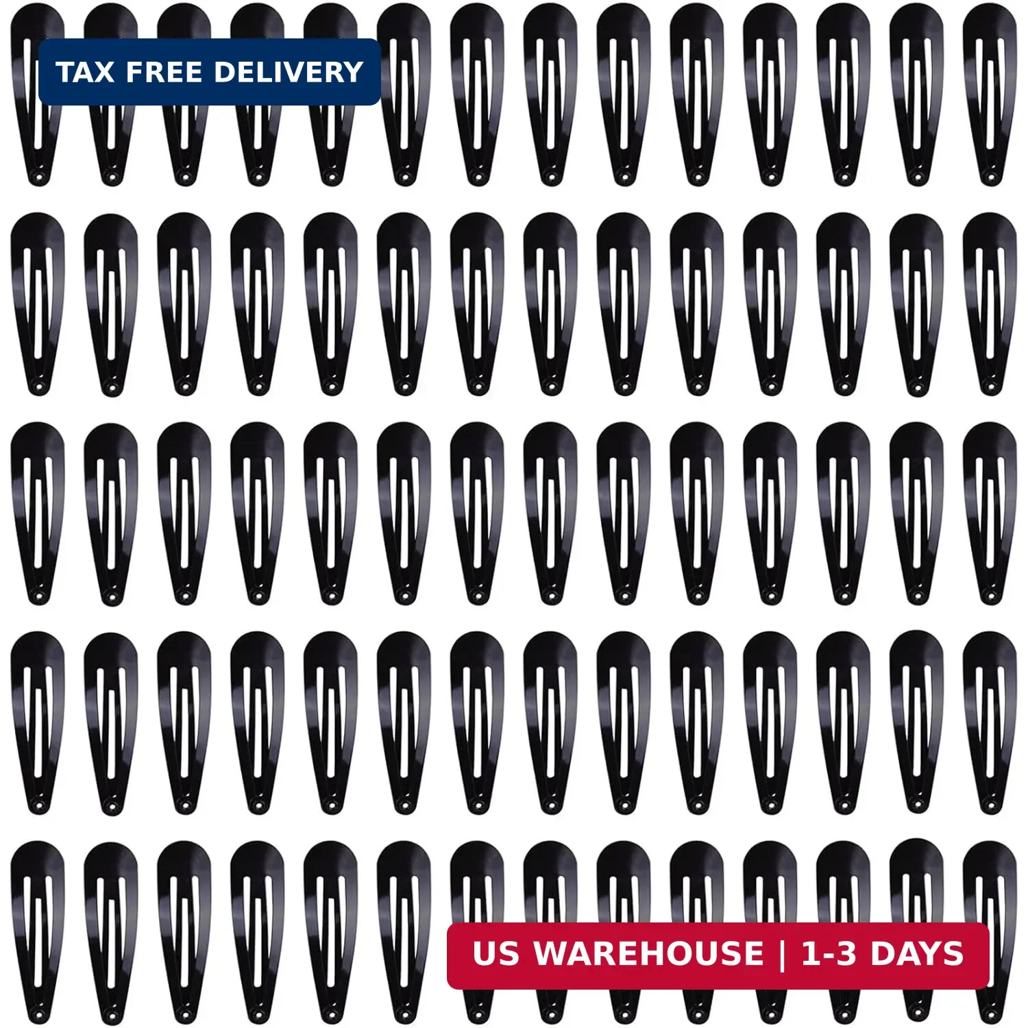 70 Pack 2 Inch Barrettes Women Metal Snap Hair Clips Accessories, Tuefuzy Black