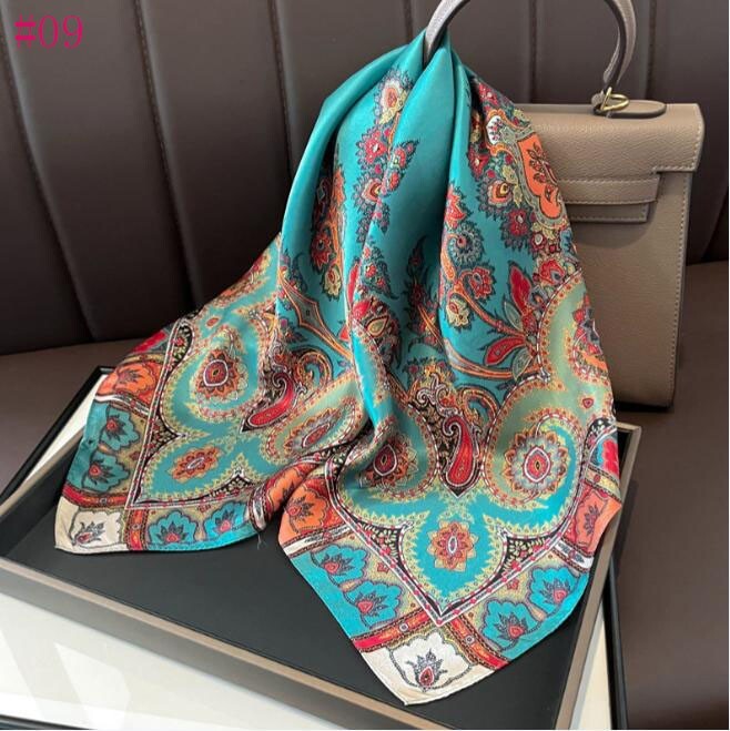 100% Mulberry Silk 27″ Square Scarf Women Neckerchief Wrap Floral Yellow Flower