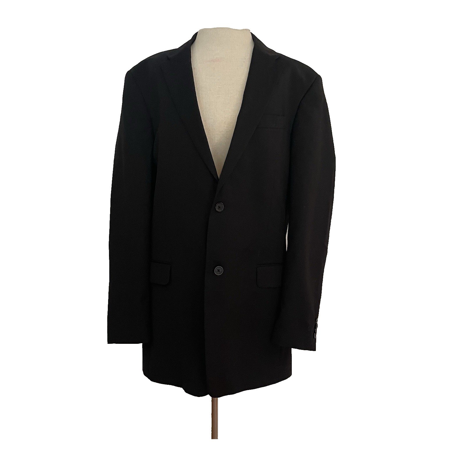 Tommy Hilfiger 42L Sport Coat 100% Wool All Black Two Button Double Vented