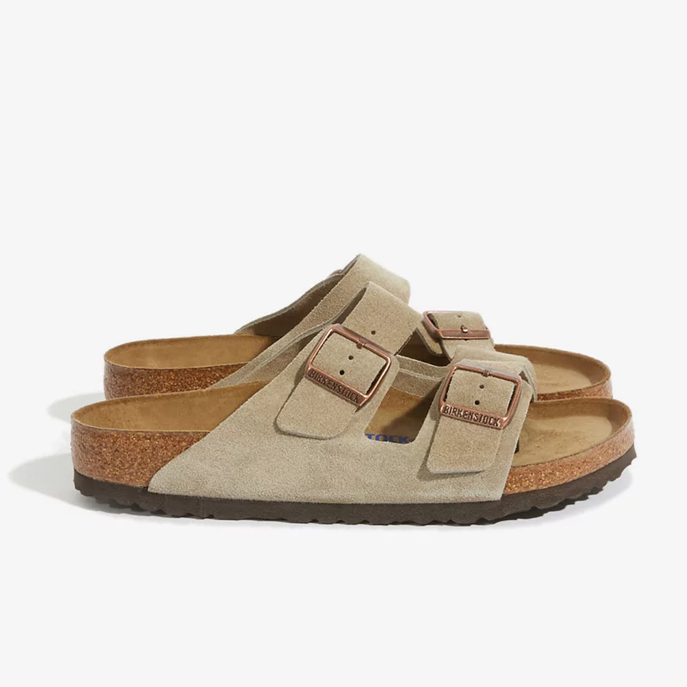 Birkenstock Arizona Suede Taupe Soft Footbed Sandals Men’s Shoes Regular/Wide