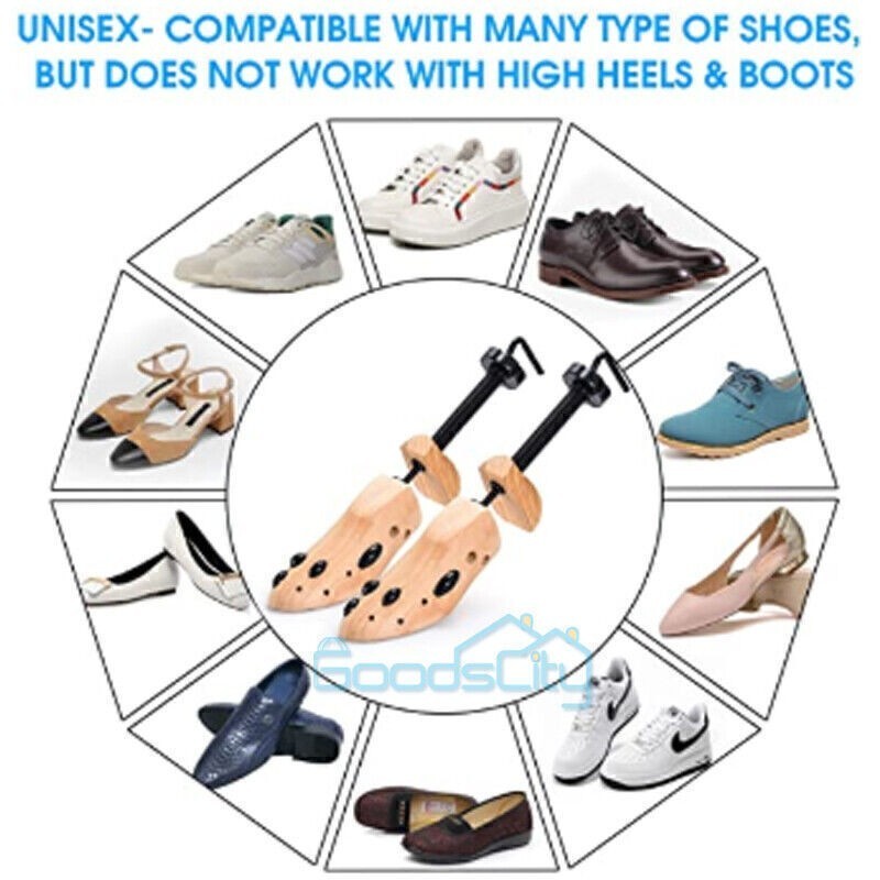 2-Way Wooden Adjustable Shoe Stretcher Expander Men Women Boot Size US 9-13