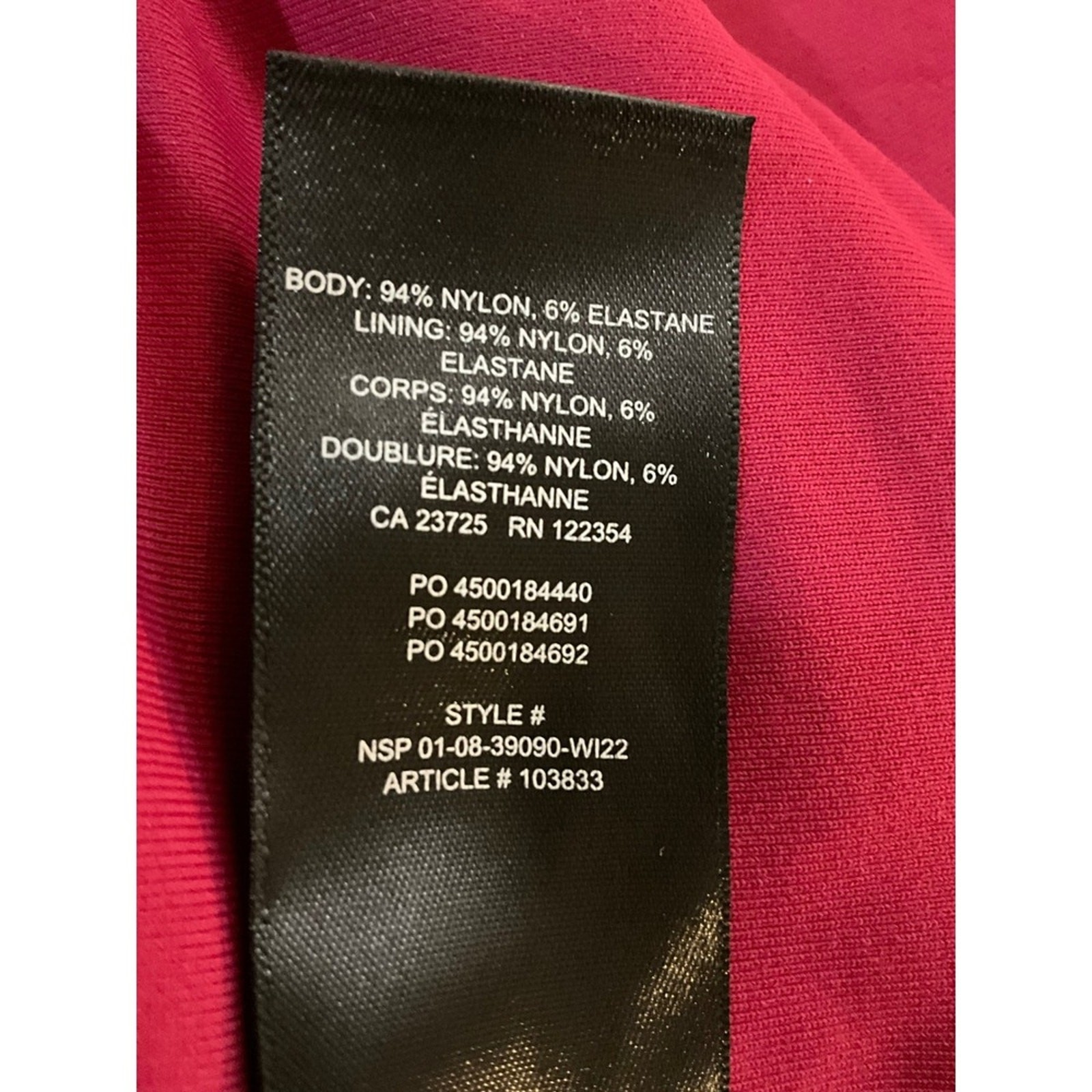 Babaton Aritzia Long Sleeve Bodycon Mini Dress Magenta Size M NWOT SS26