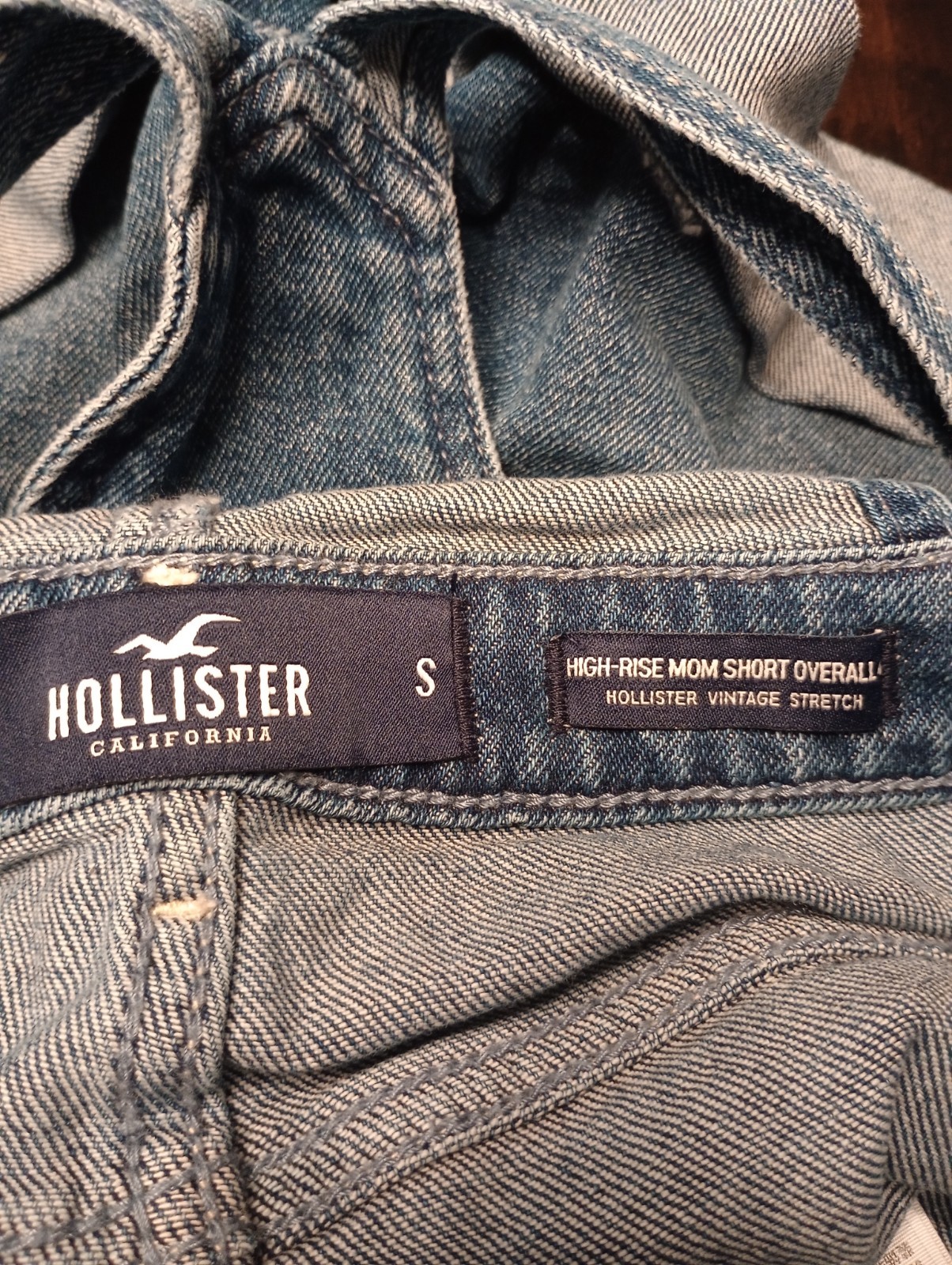 Hollister Denim Shortall Bib Overalls Sm High-Rise Mom Short Cargo Y2K Festival