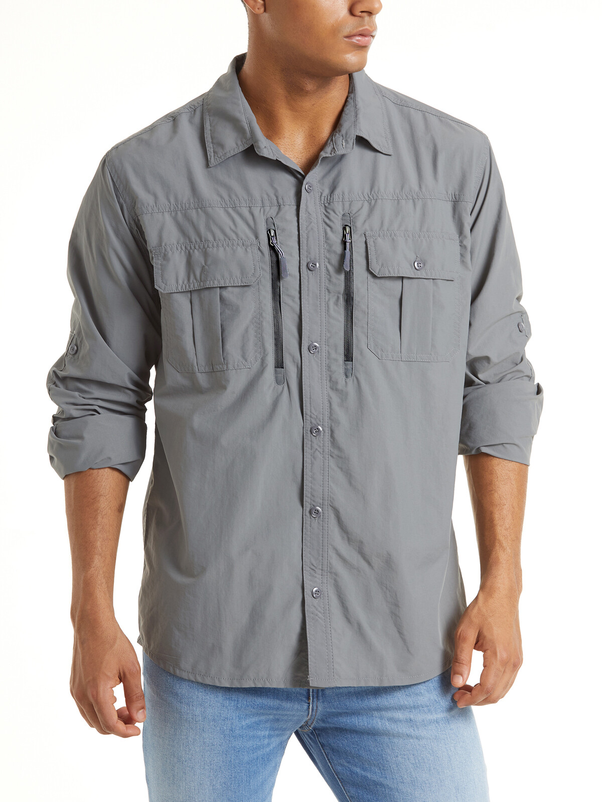Men’s Long Sleeve Sun Protection Outdoor Atheletic Hiking Casual Work Team Shirt