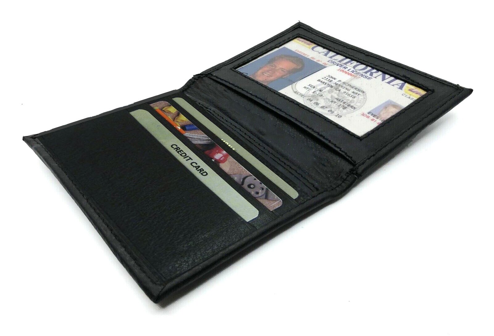 Black Genuine Leather Men’s Bifold Wallet Thin Credit Card ID Holder