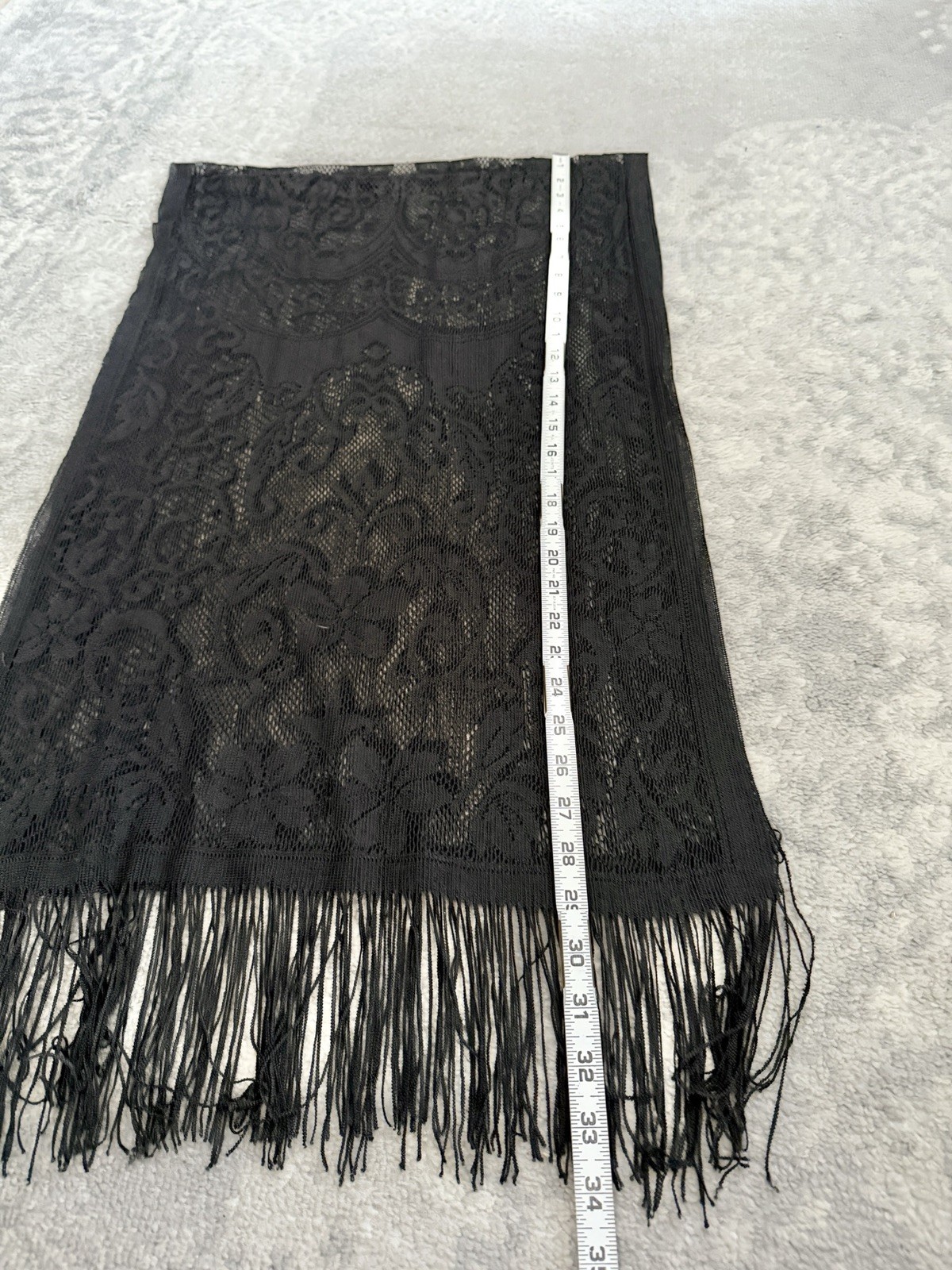 Black Floral Lace Wrap Scarf Shawl with Tassels Multifunctional