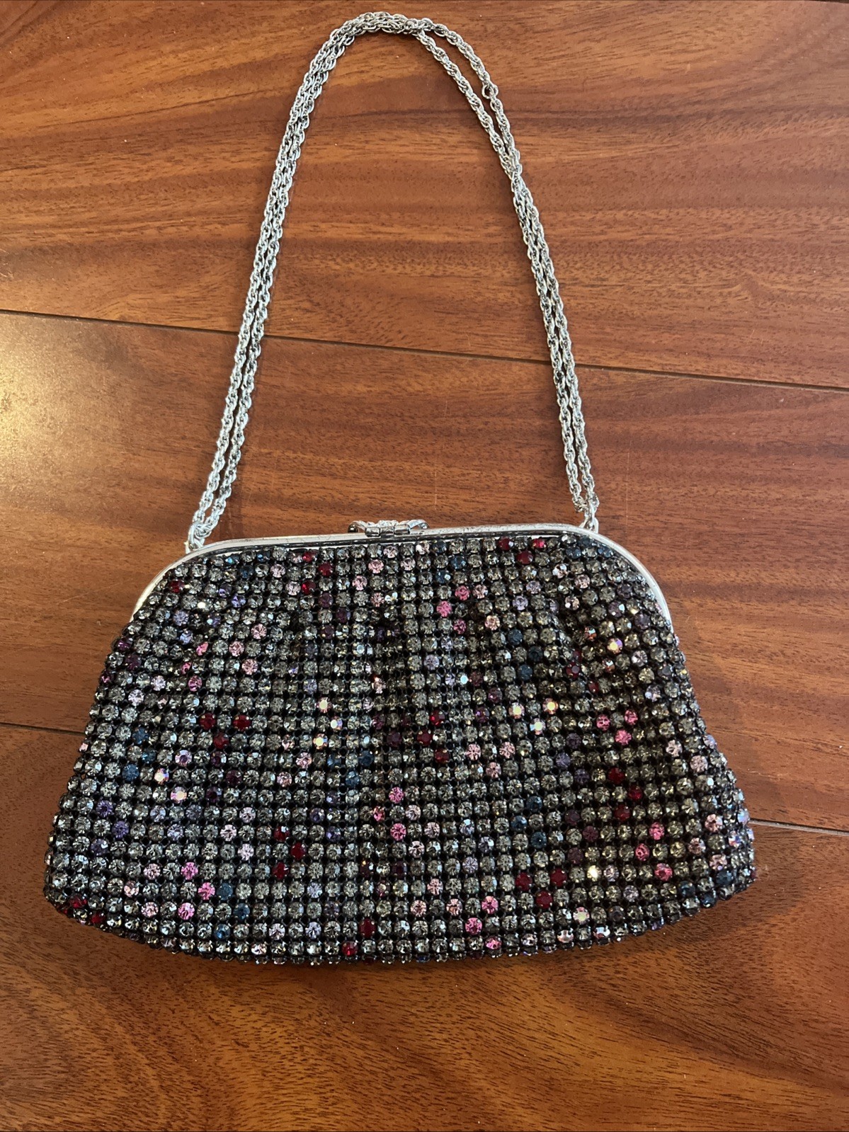 Beautiful Vintage Colorful Rhinestone clutch Made In West Germany READ