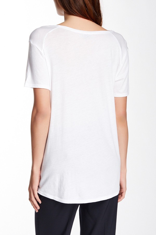NWT Theory PINATI White U-Neck Scoop Cotton Slub Basic Short Sleeve T-Shirt S