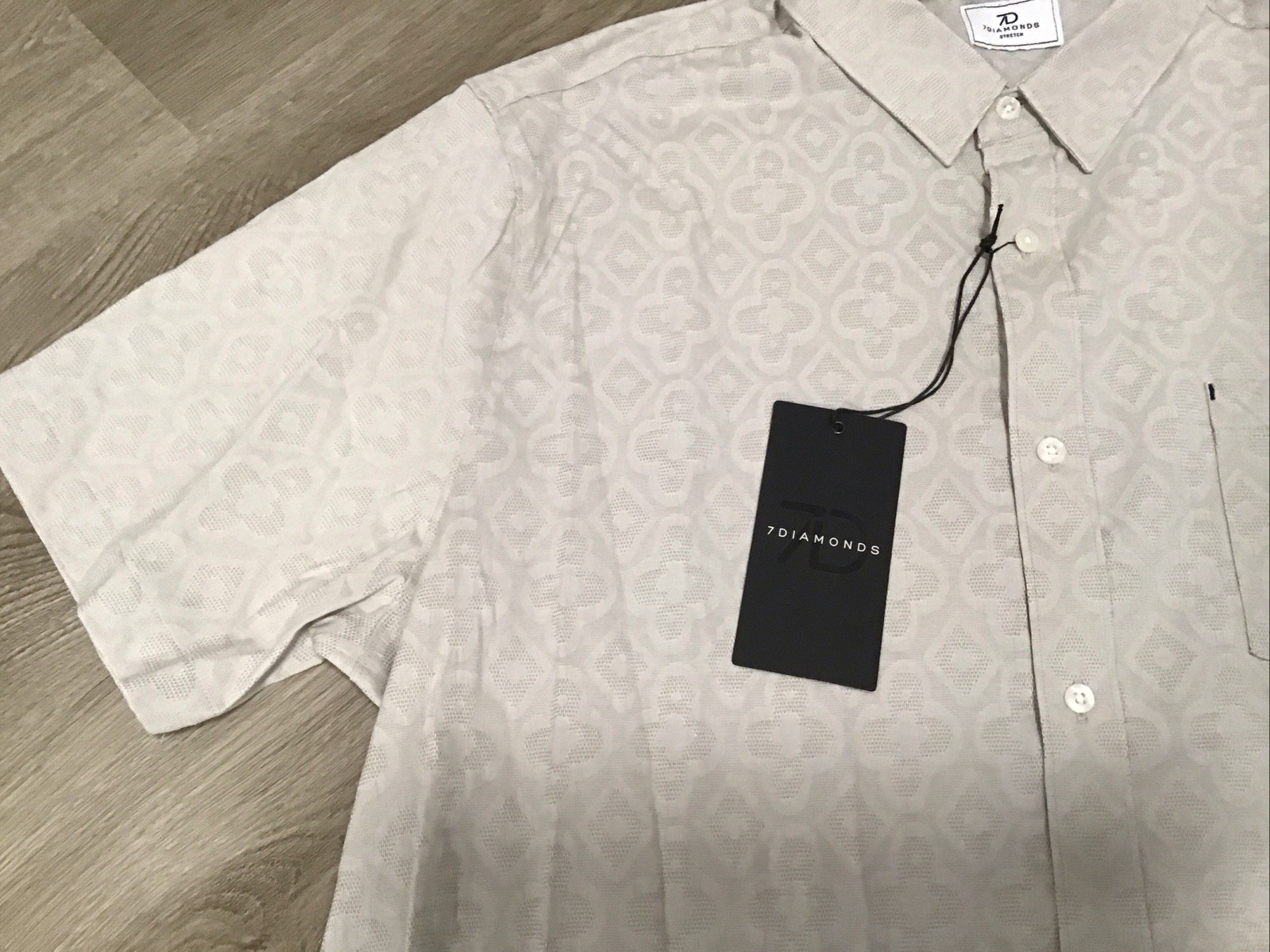 NWT 7D 7 Diamonds Atlas Tan Stretch Mens Shirt Size XXL Short Sleeve Button NEW