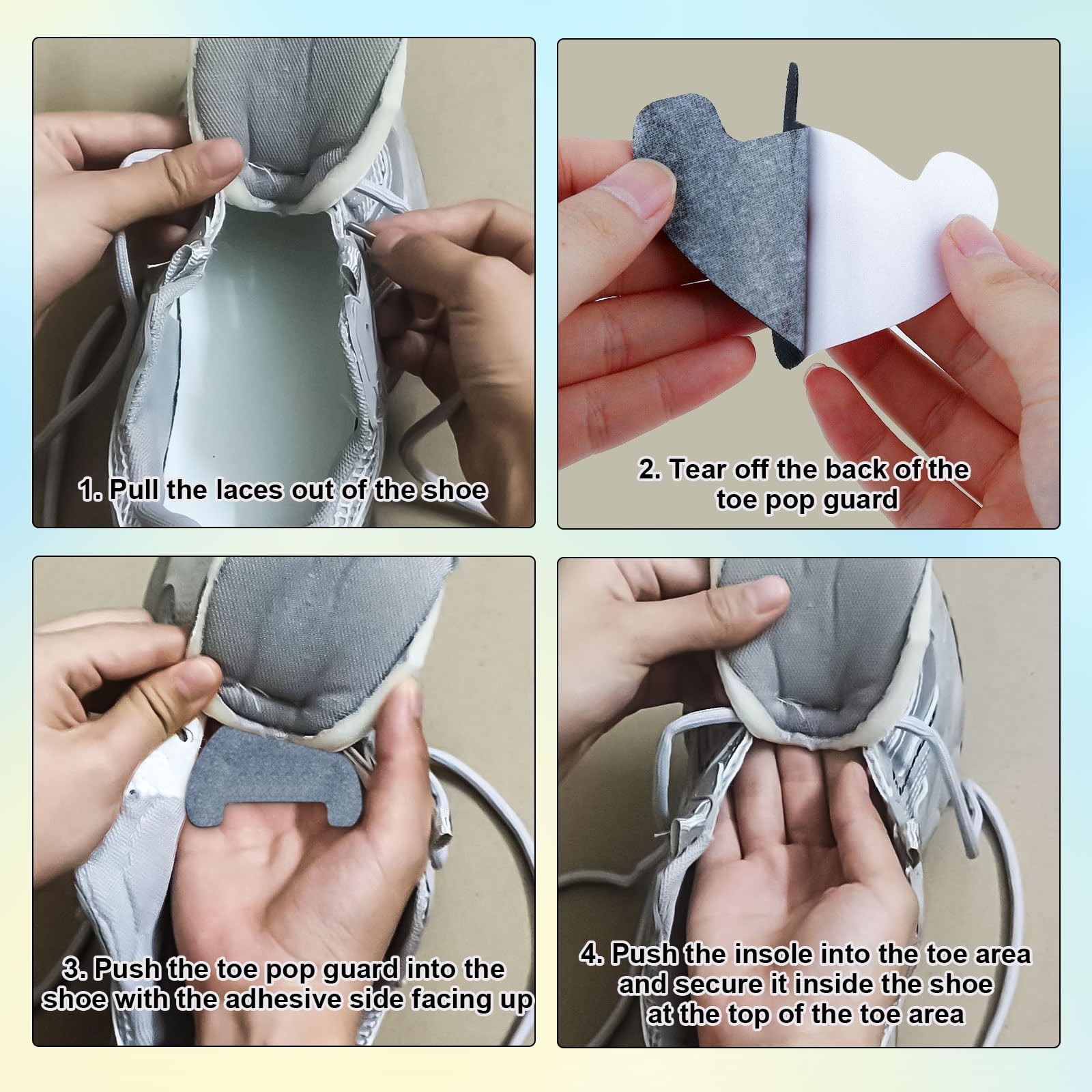 8pcs Toe Guards for Shoes, Shoe Protector Boot 10x7cm, 11.5x7cm, Black