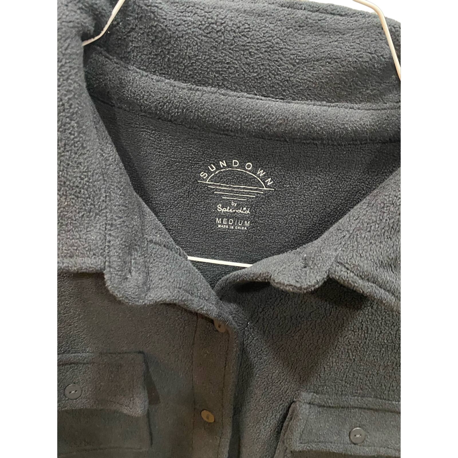Splendid Sundown Medium RN15741 black fleece button down. Sustainable. Soft!!