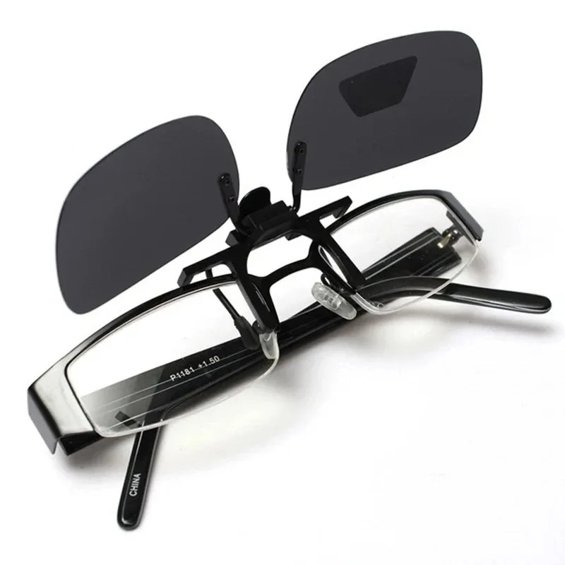 4 Color Grey Lenses Polarized Sunglasses Clip on Flip up UV 380 Driving Fishing