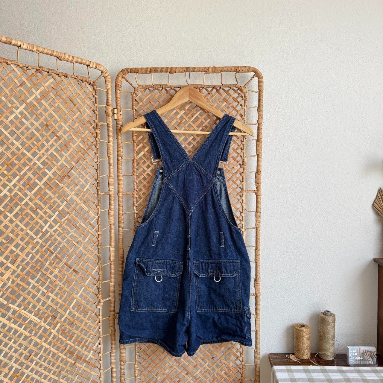 Vintage 90s No Boundaries Blue Dark Wash Denim Shortalls Bib Pocket Y2K