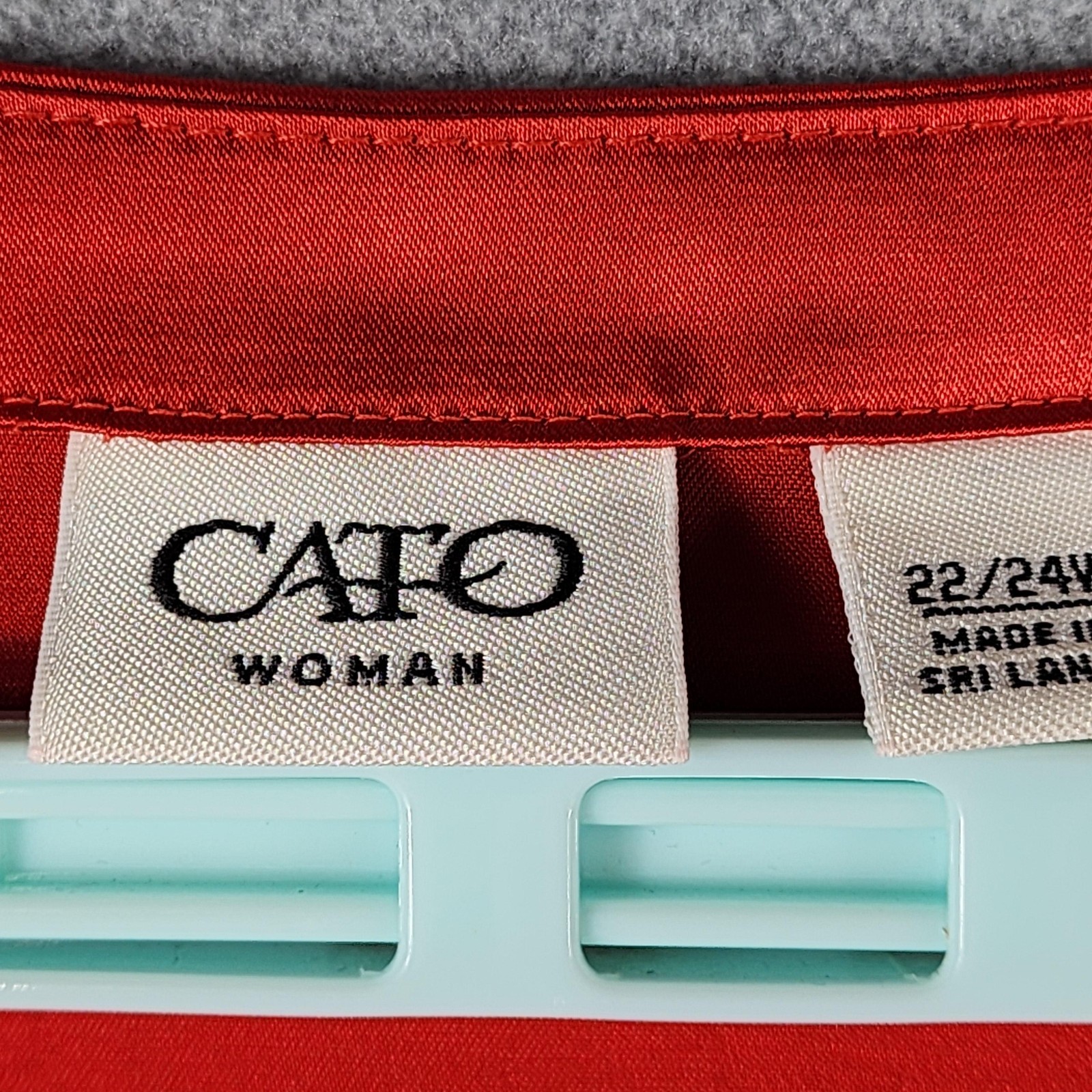 Cato Blouse Womens 22W 24W Red Satin V Neck Wrap Short Puff Sleeve Tunic Top