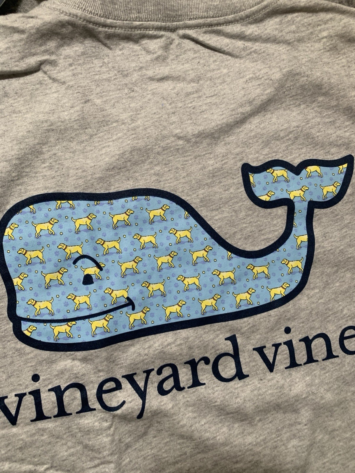 Vineyard Vines Men’s Golden Retriever Dog Whale Gray T-Shirt Size Large NEW NIP
