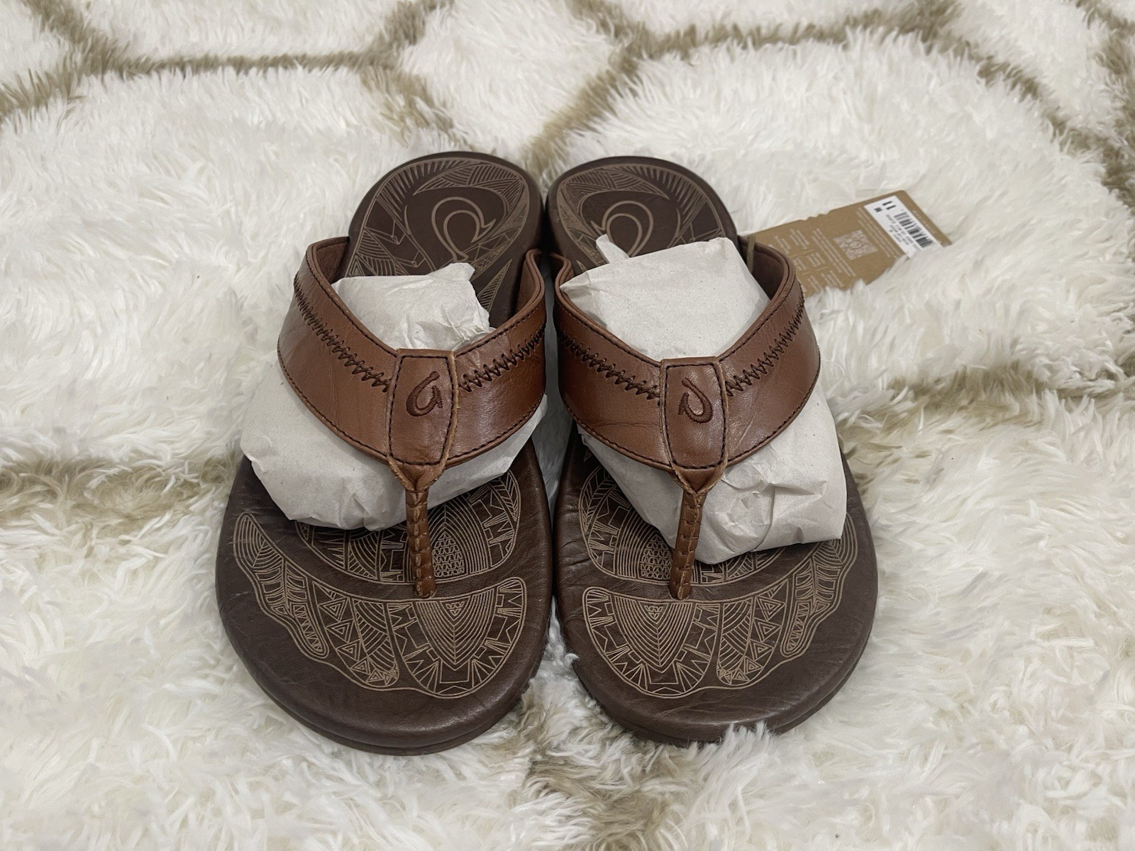 Olukai Men’s Size 11 Hiapo Flip Flop Comfort Beach Outdoor Sandals-Rum/Dark Wood
