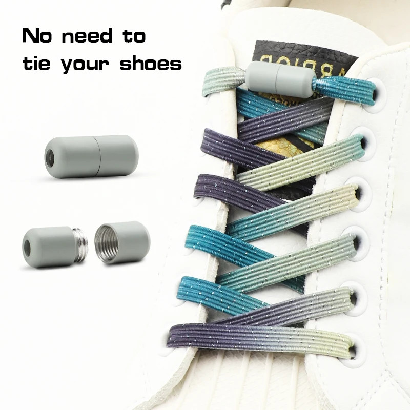 1Pair Colorful Shoelaces Without ties Kids Adult 0.7cm Flat Shoelace for Shoes E