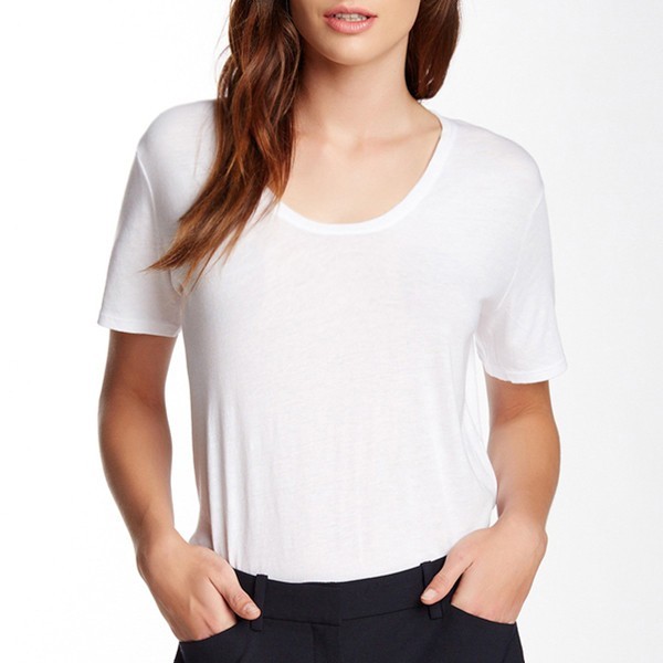 NWT Theory PINATI White U-Neck Scoop Cotton Slub Basic Short Sleeve T-Shirt S