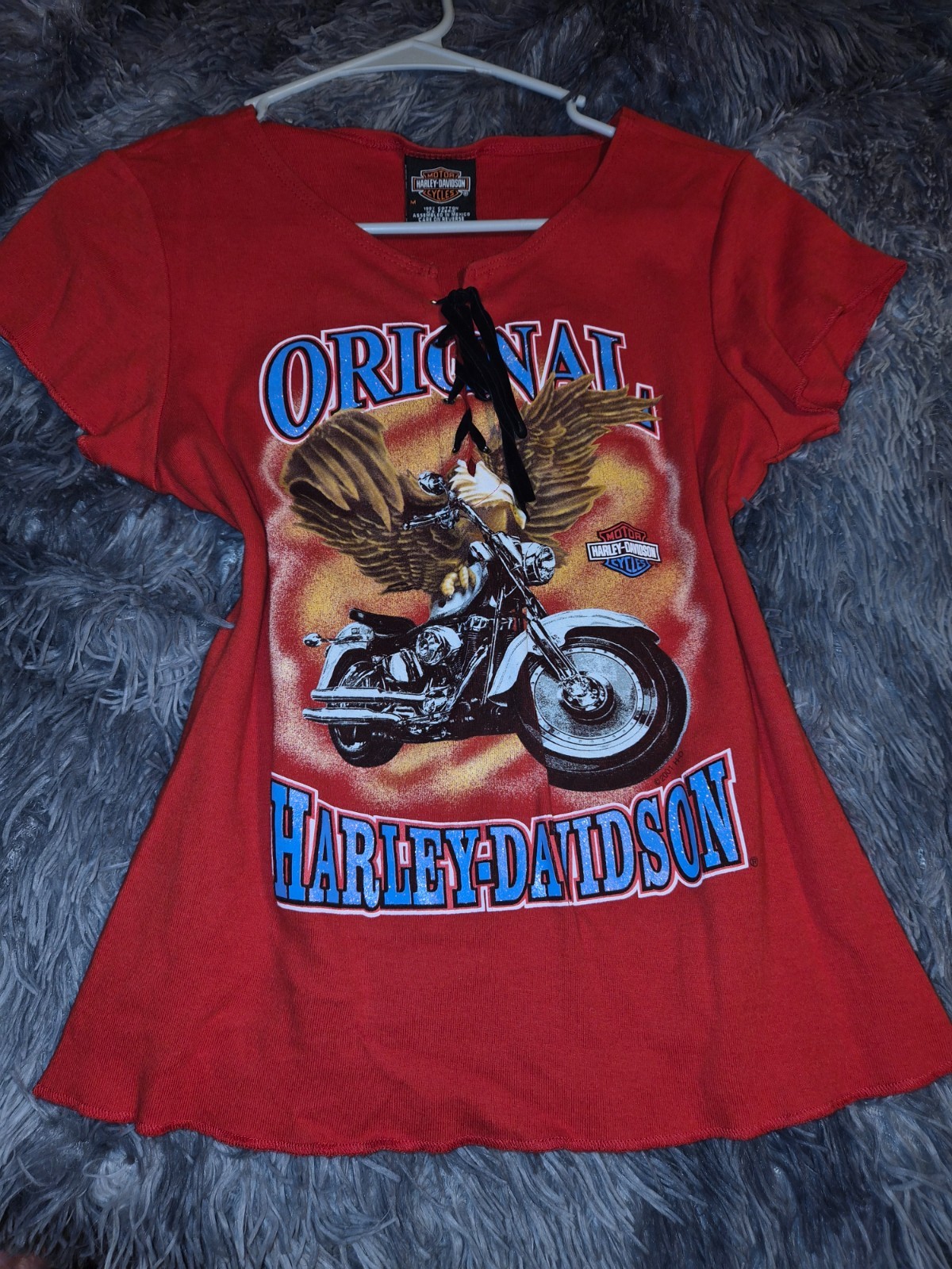 womens red harley davidson top size medium