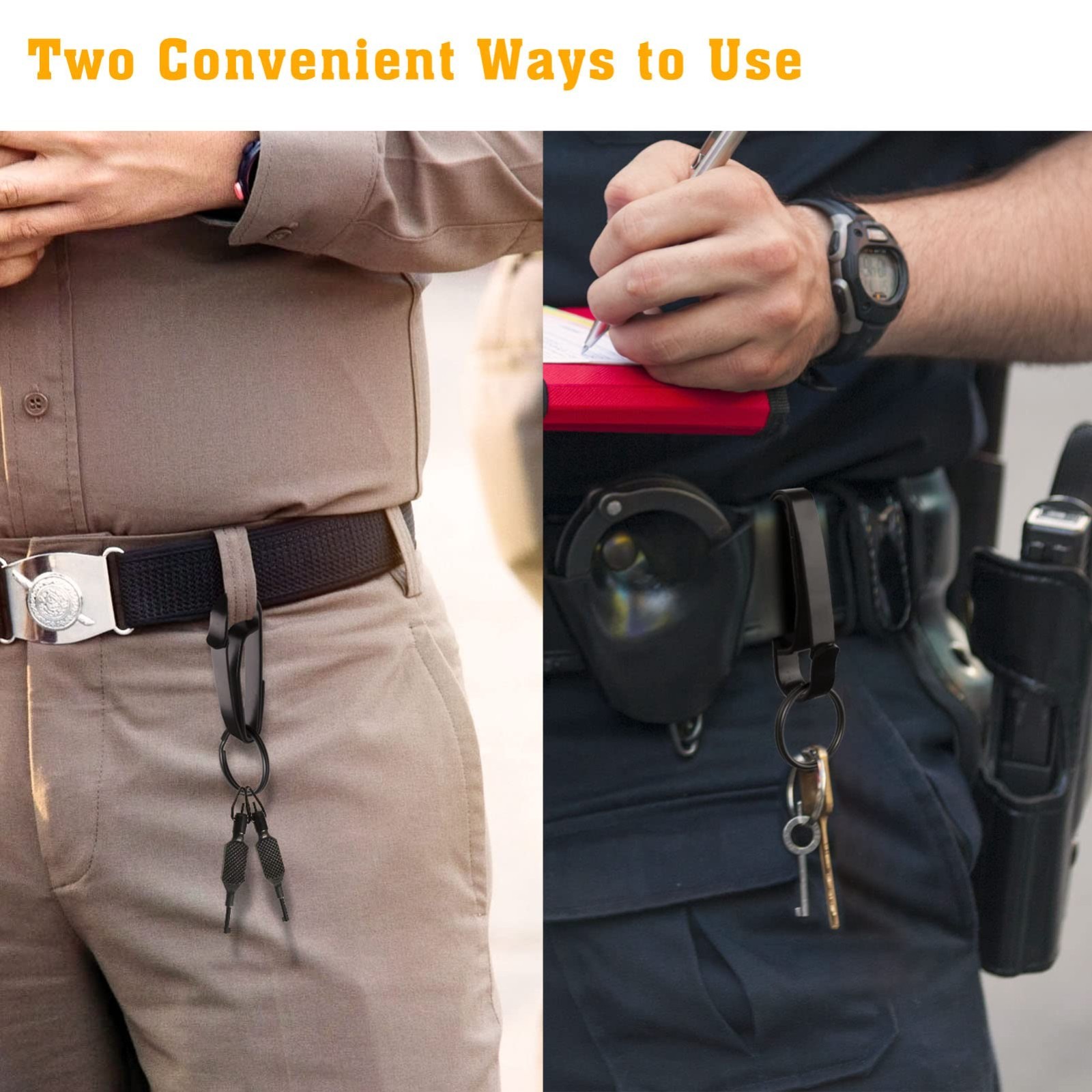 Tactical Key Ring Holder for Duty Belt – Quick Release Detachable Keyring – 2 Pa