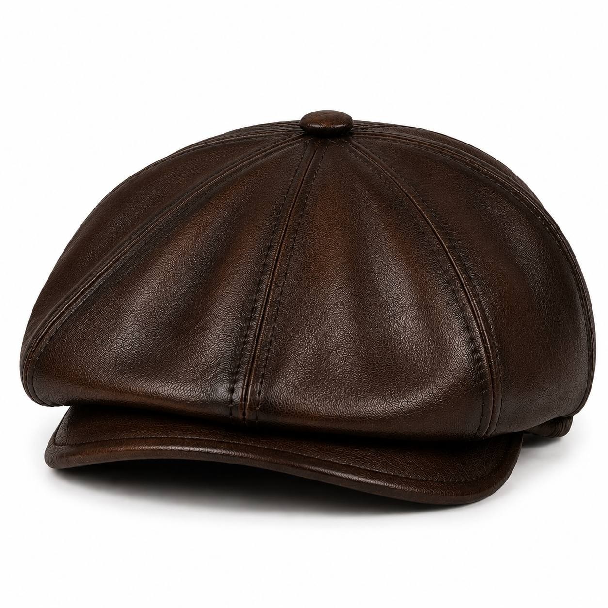 Soft Lambskin Leather Flat Cap Gatsby Newsboy Hat Warm Winter Ivy Cap