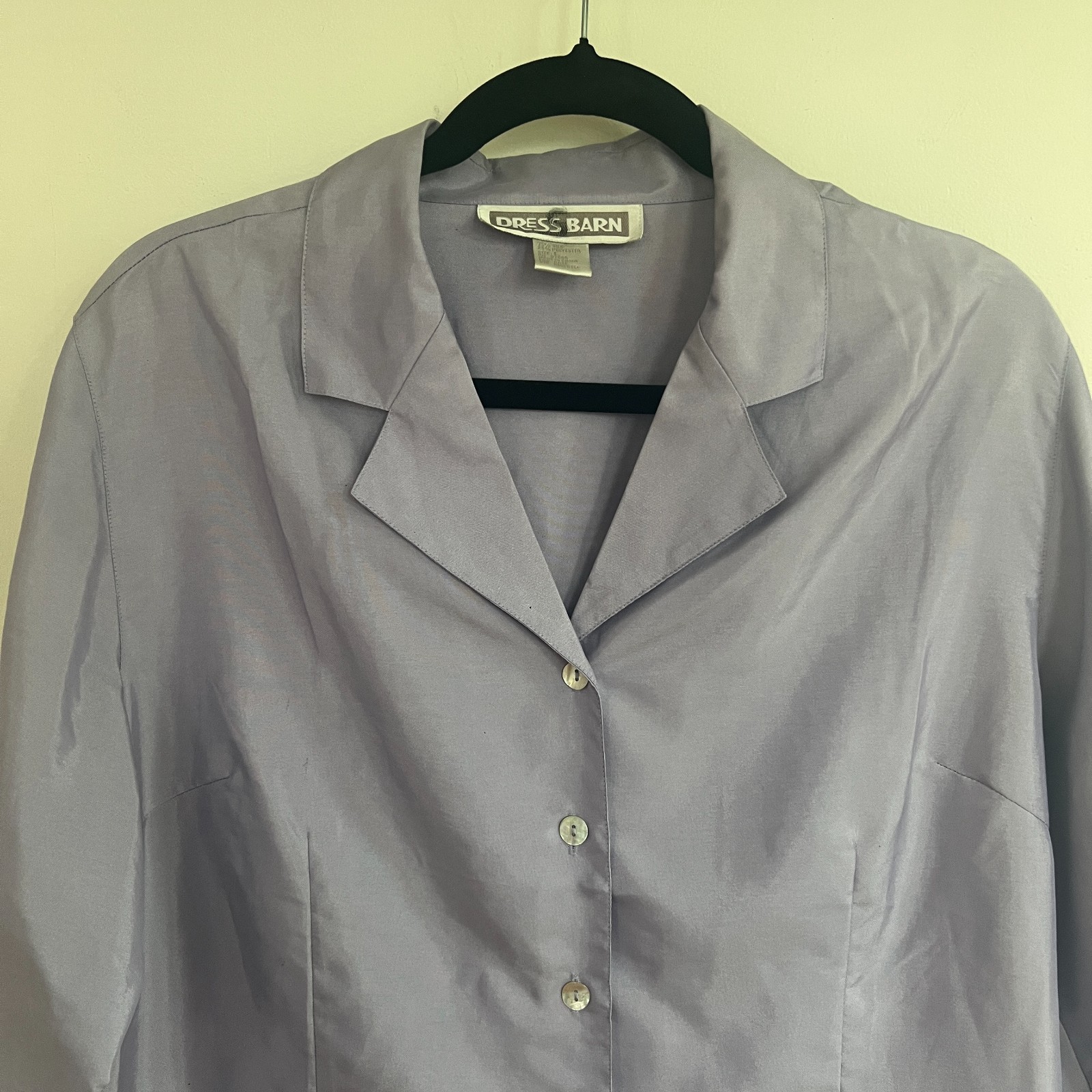 Dress Barn Lavender Silk Blend Button Front Blouse Womens Large Long Sleeve Care