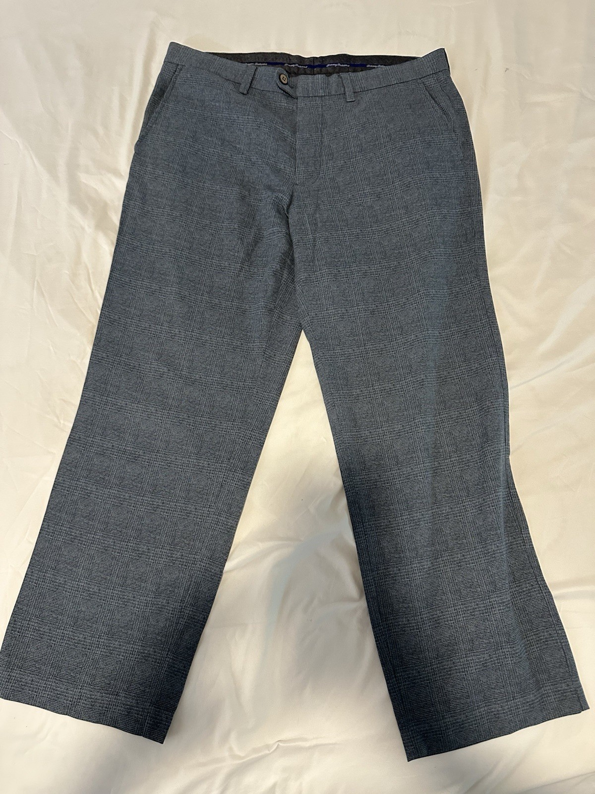 Tommy Bahama Men’s Blue Dress Pants 35W Regular Fit Straight Twill Flat Front