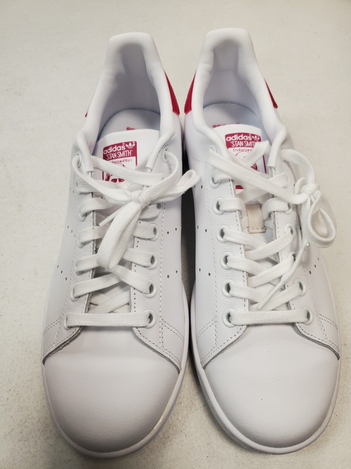 Adidas Stan Smith Women’s Size 6.5 Lace Up White Pink Casual Shoes (F9B-3005)