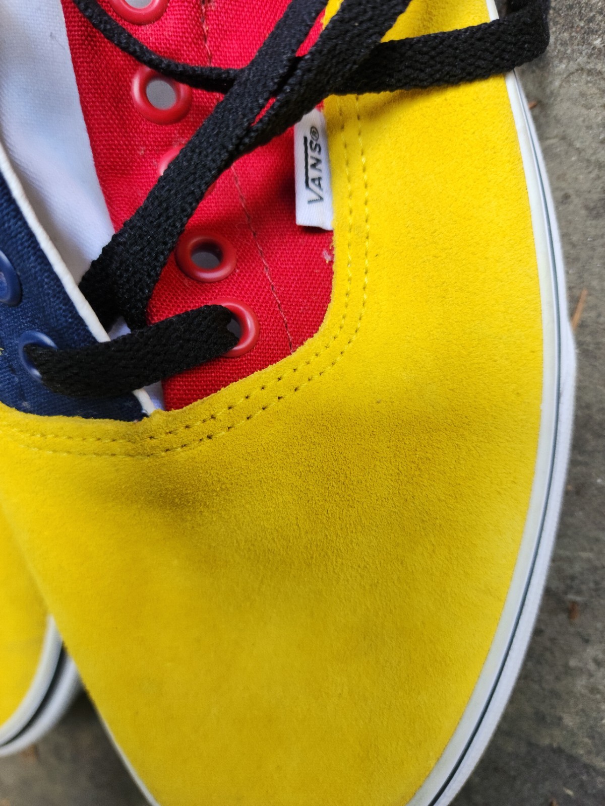Vans Mans Multi Color Block Red,yellow,blue Suede And Canvas Sneakers Sz 11.5