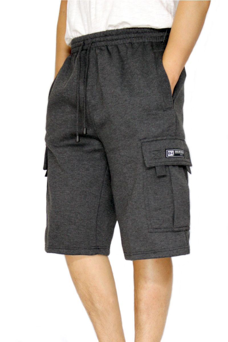 MEN’S FLEECE CARGO SHORTS HEAVYWEIGHT M-5XL 12 COLORS DREAM USA