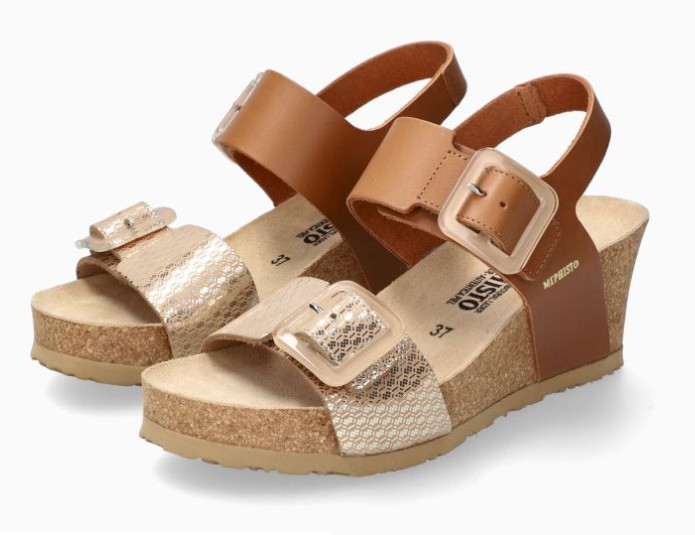 Mephisto Lissia Camel Wedge Comfort Sandal Women’s sizes 5/36-10/41 NEW!!!