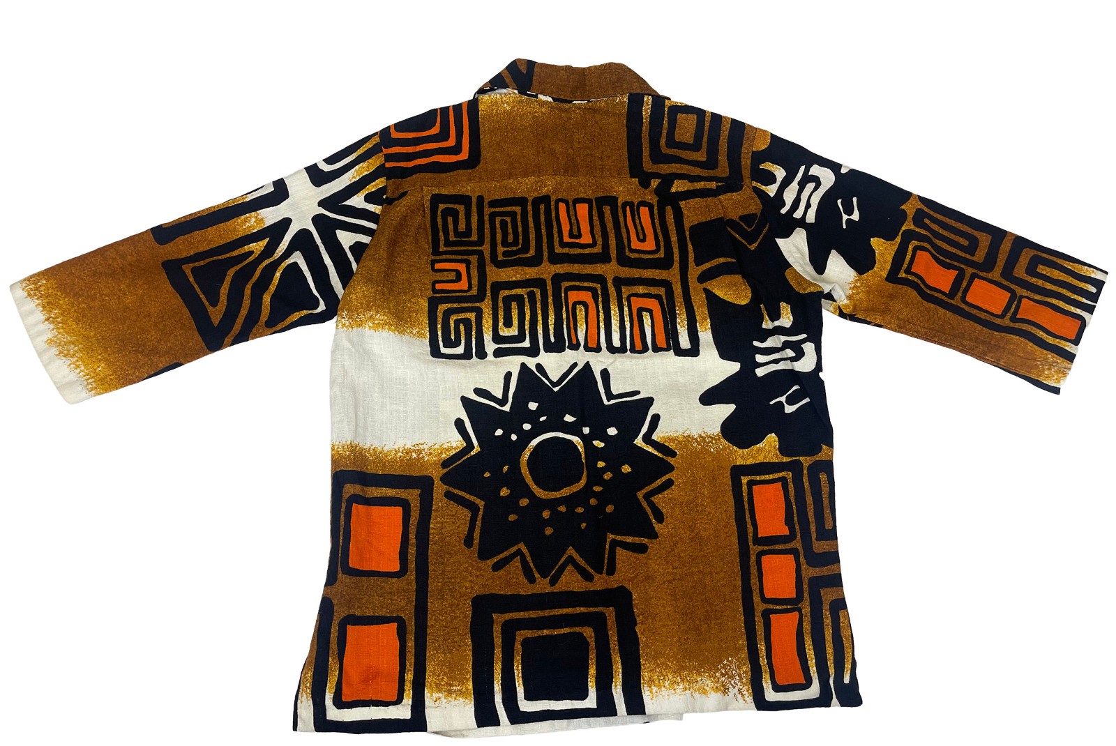 Vintage 1960s 70s Diamond Head Hawaii Tiki Barkcloth Pullover Shirt Mens M Mod