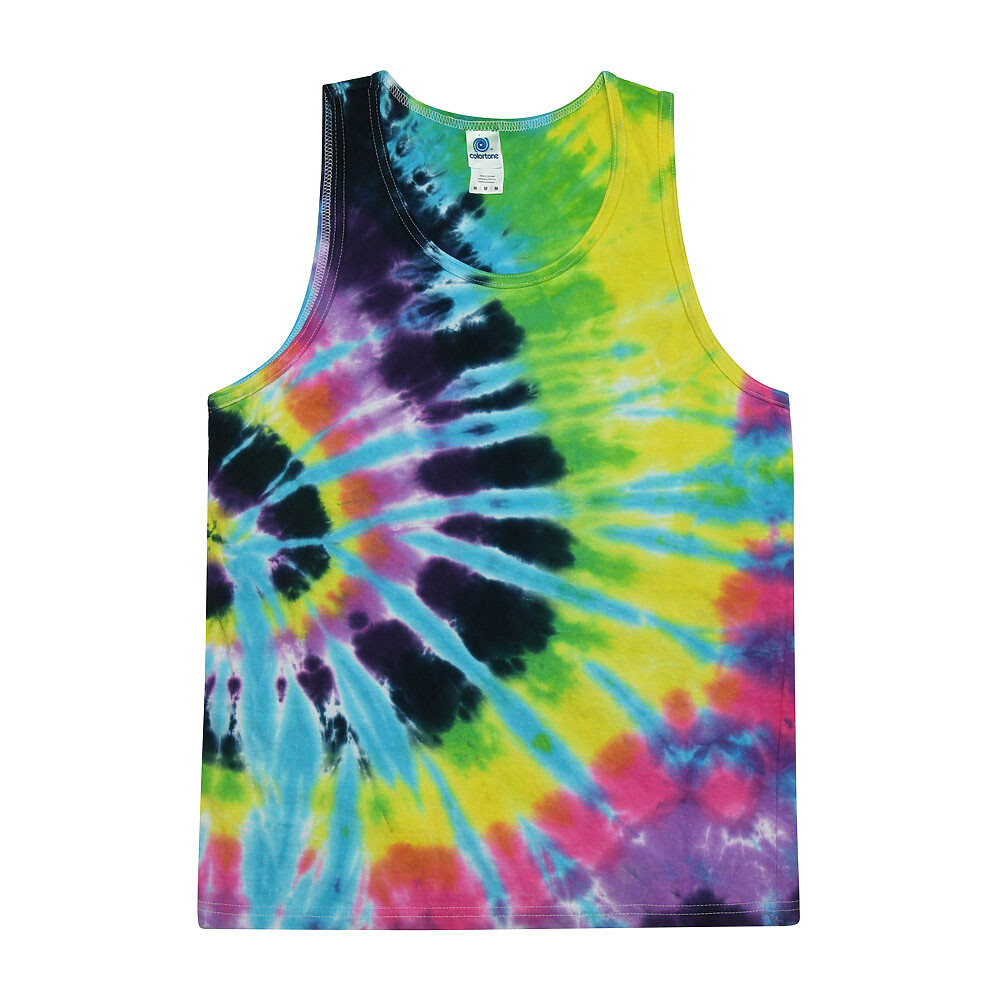 Multi-Color Tie Dye Tank Tops Sleeveless T-Shirts Adult S to XXXL Cotton