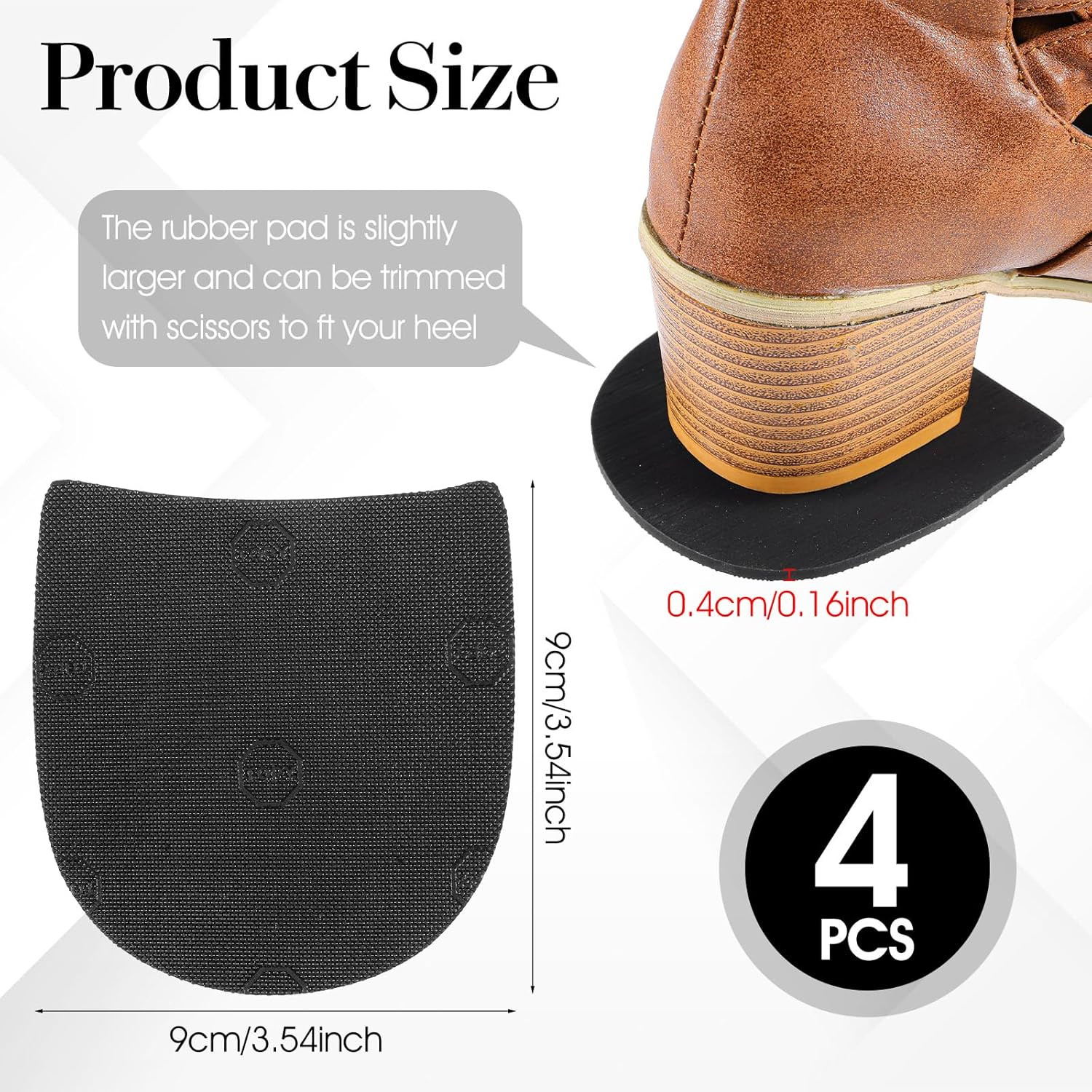 2 Pairs Shoe Repair Rubber Heels, Anti-Slip Shoe Heel Repair Kit Cuttable Boot H