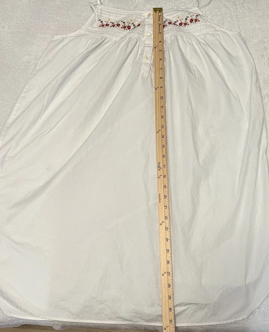 Pottery Barn Embroidered Cotton Tunic Cover Up M/L White Boho Cottagecore