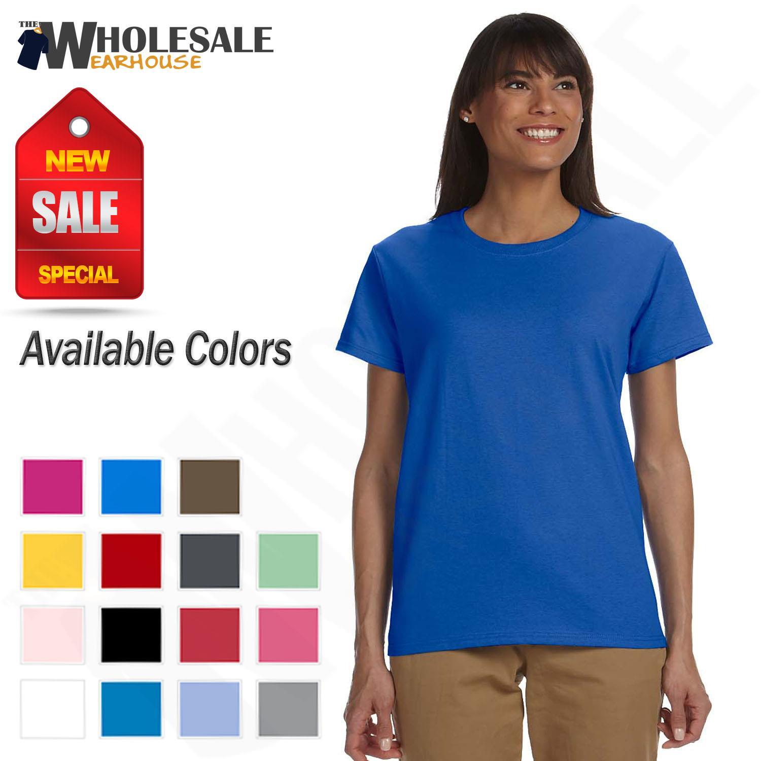 Gildan Womens T-Shirt Ultra Cotton Short Sleeve Heavy Weight XS-XL G200L